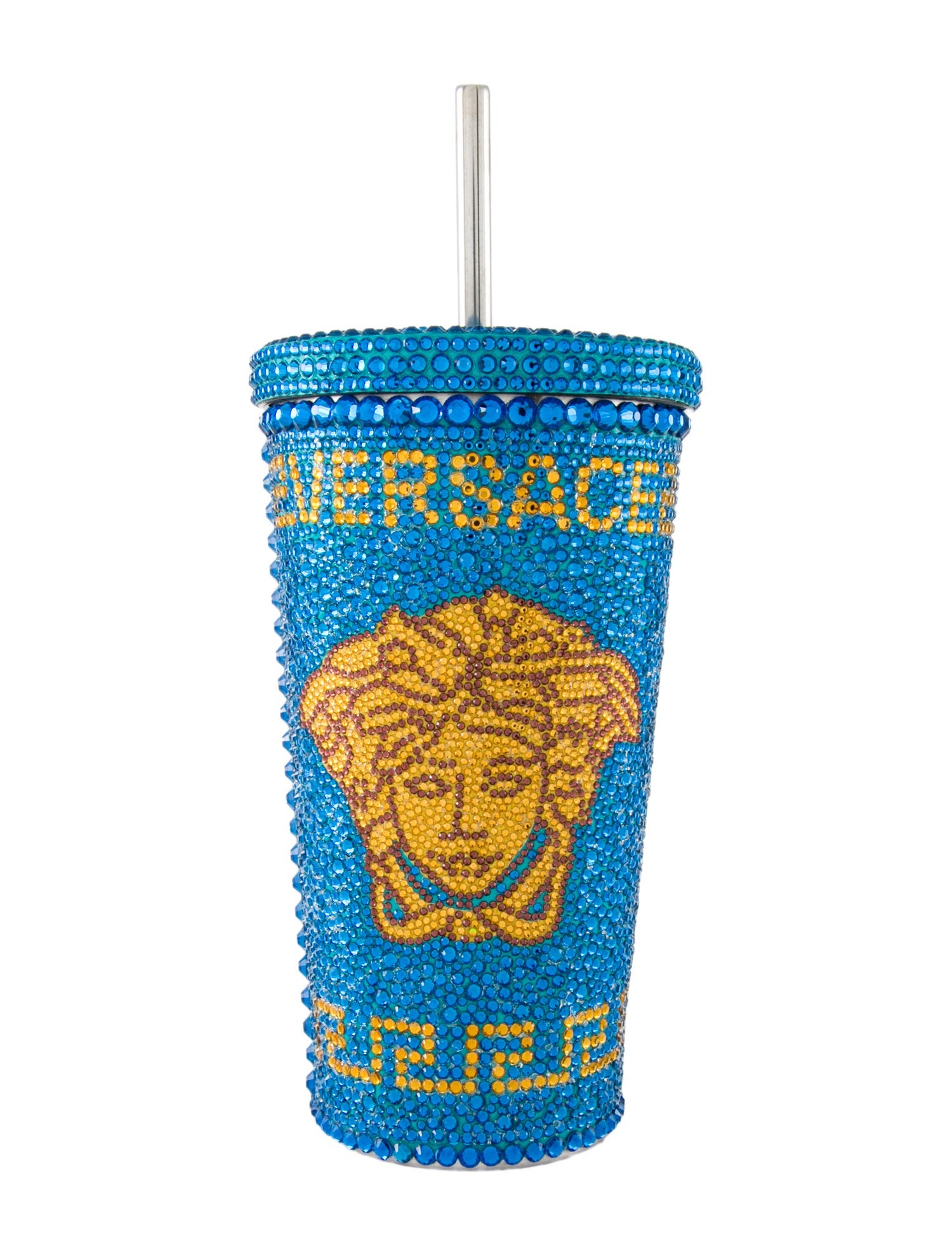 Versace Crystal Studded Medusa Travel Cup w/ Tags