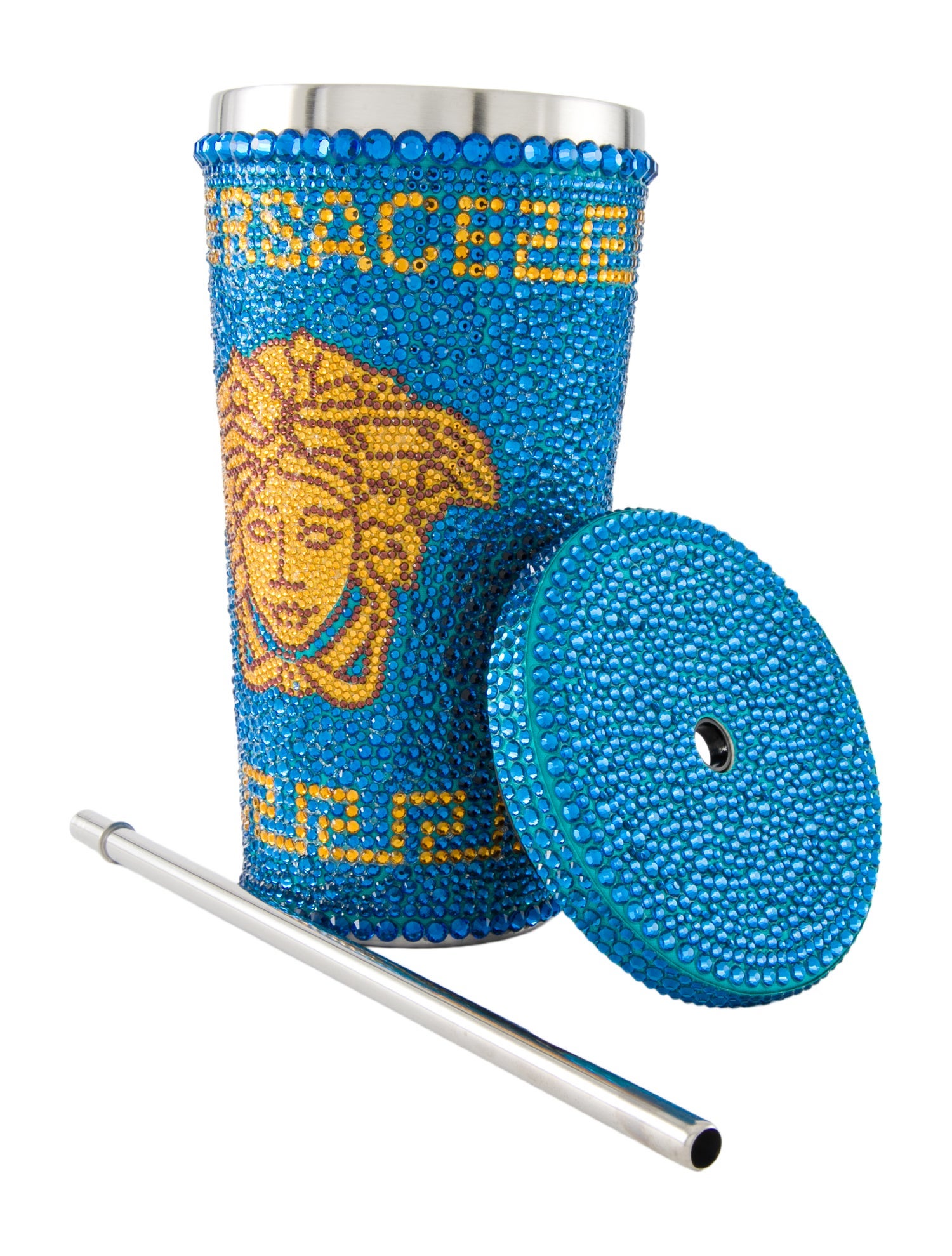 Versace Crystal Studded Medusa Travel Cup w/ Tags