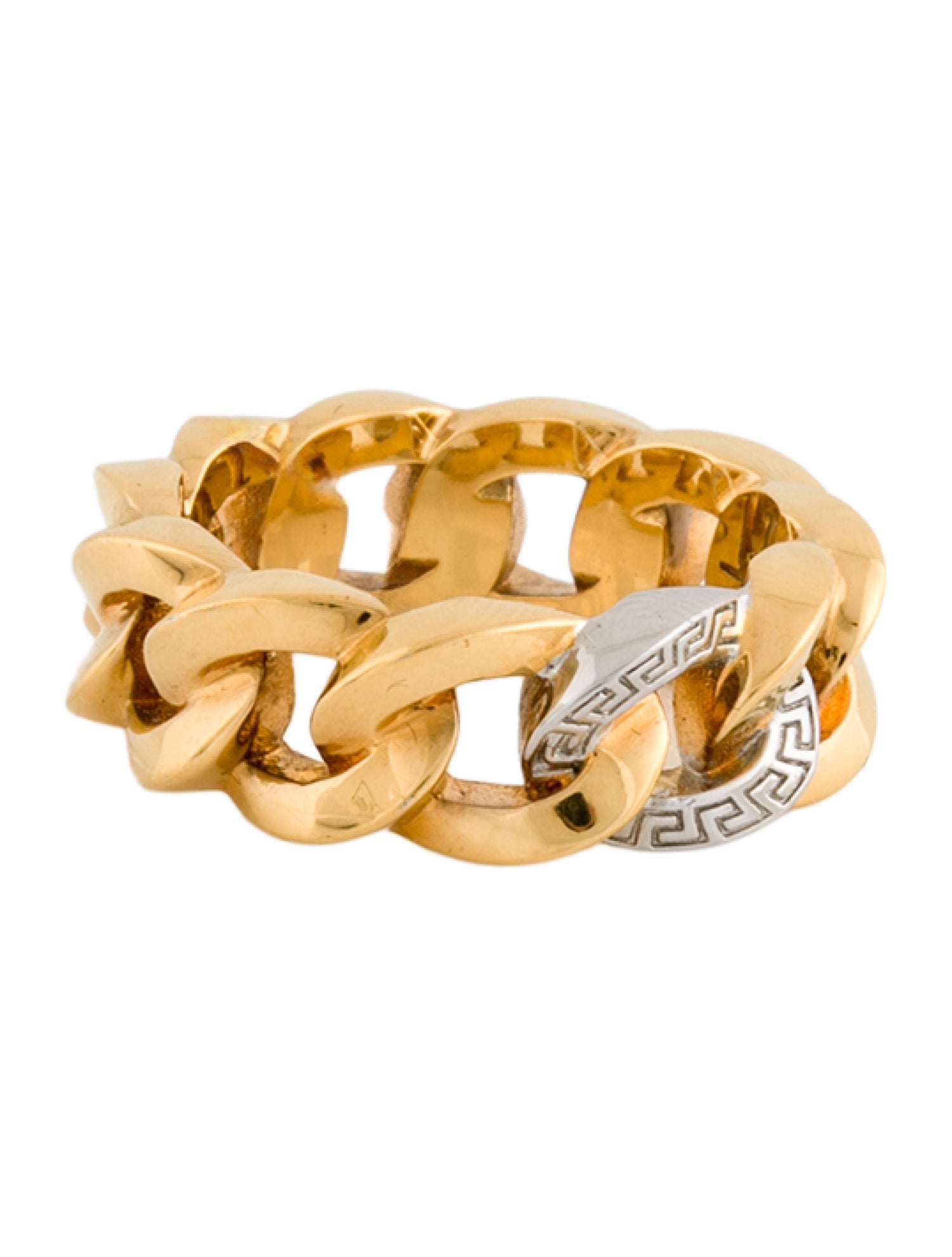 Versace Two-Tone Chunky Chain Band Ring