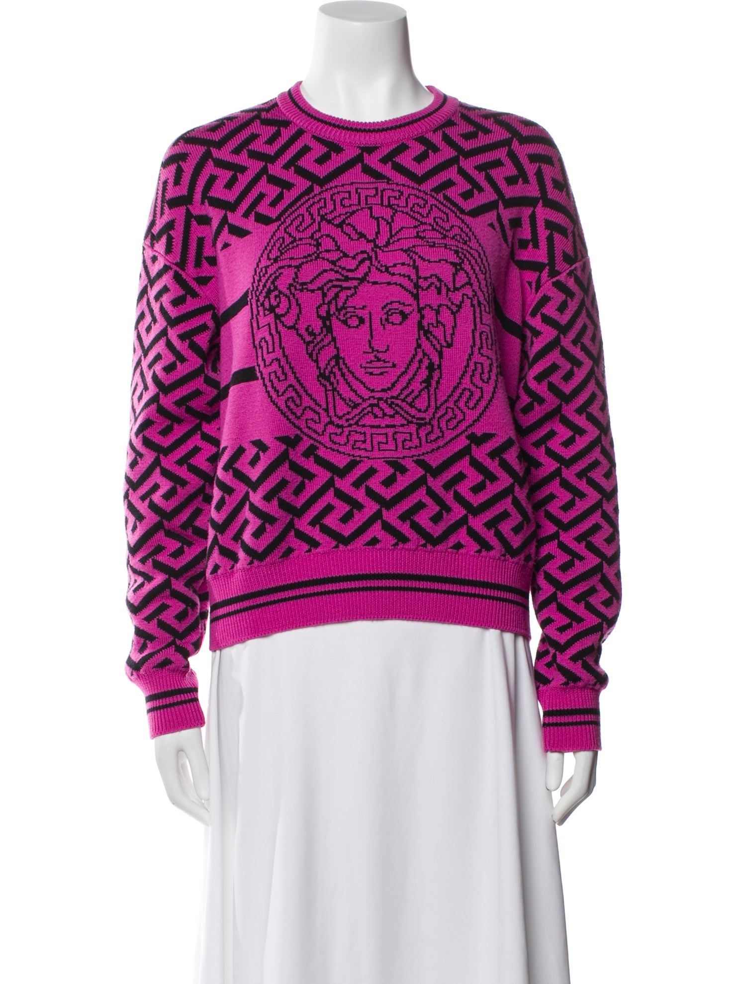Versace Virgin Wool Printed Sweater