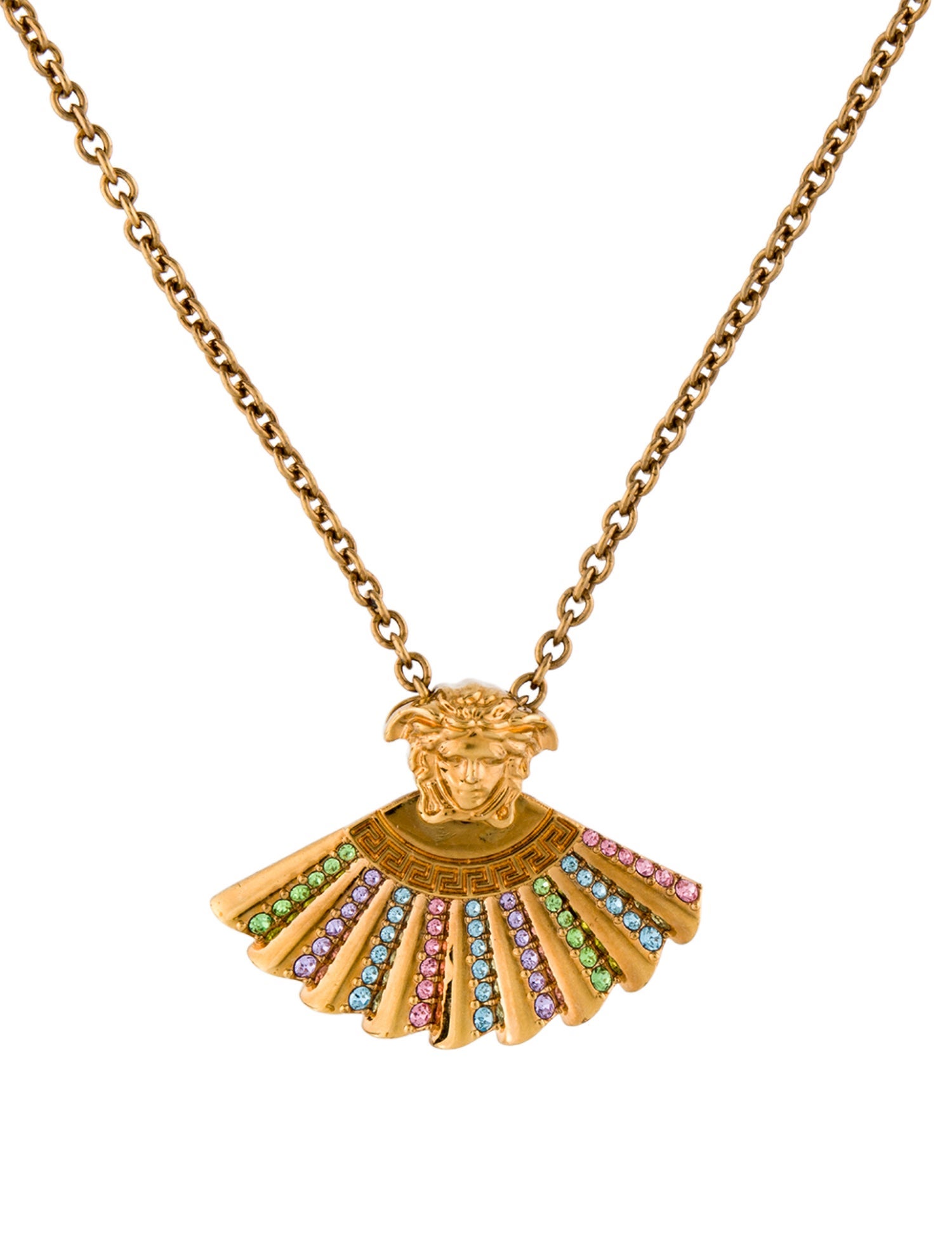 Versace Crystal Folding Fan Medusa Necklace