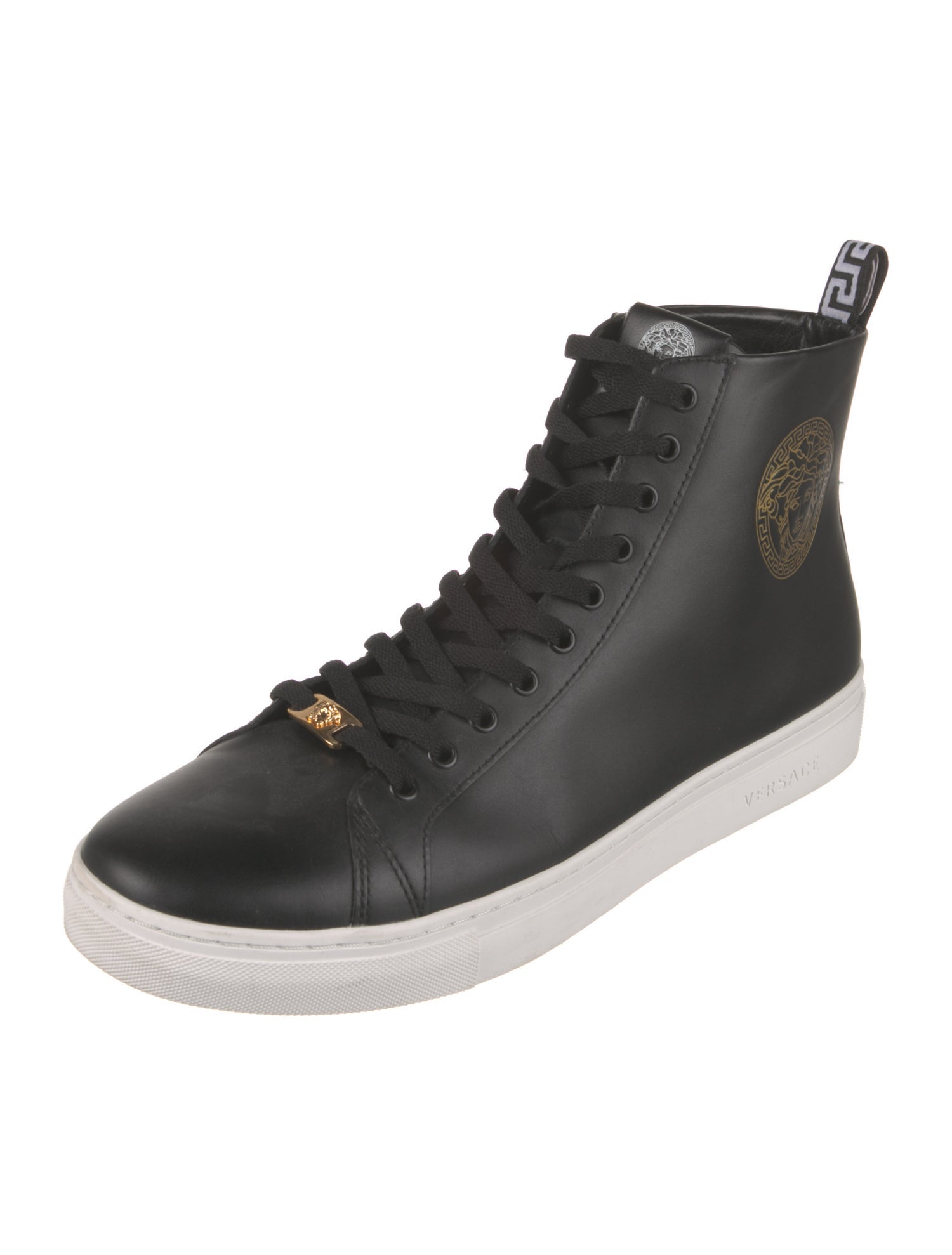 Versace Leather Graphic Print Sneakers