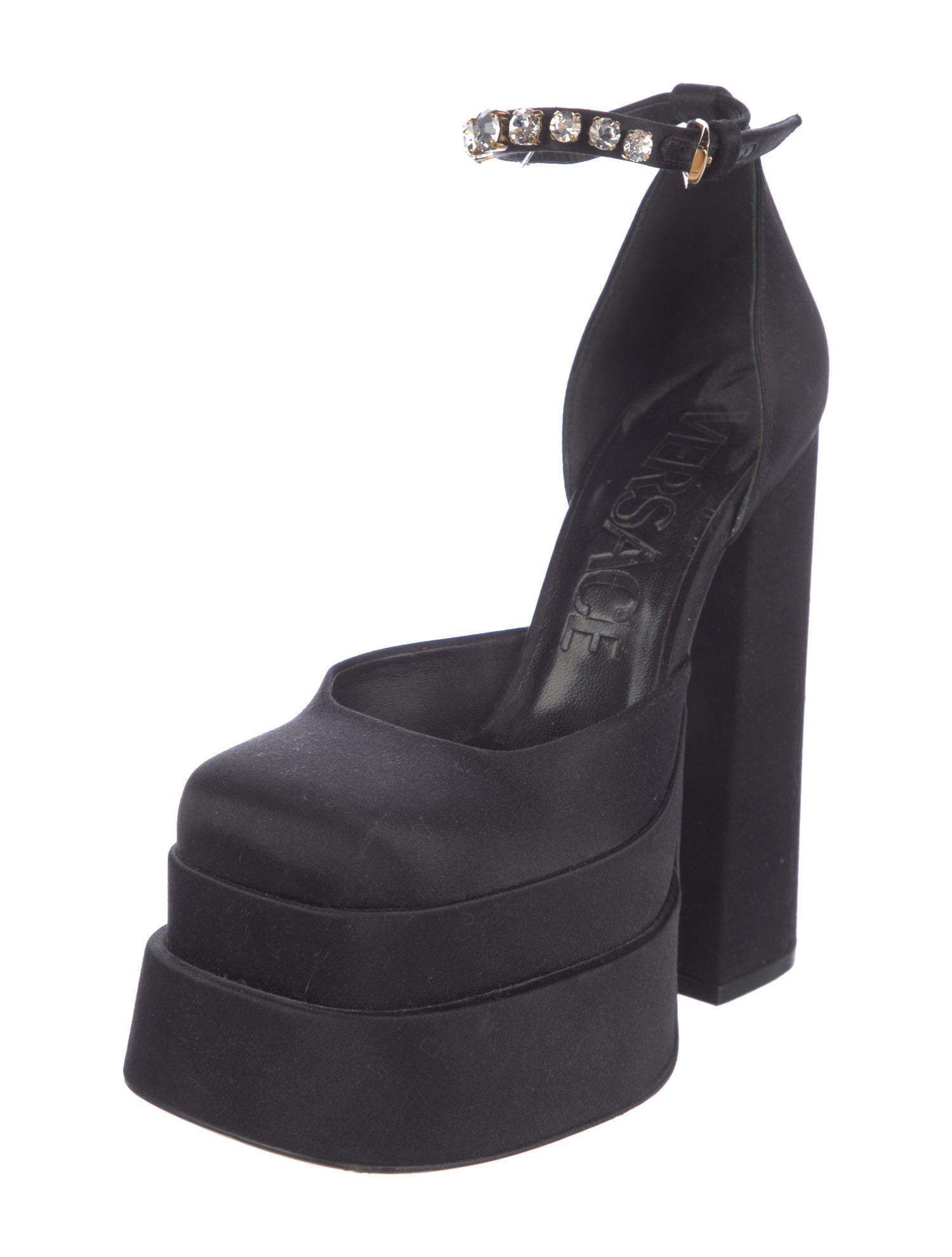 Versace Medusa Insignia Satin D'Orsay Pumps