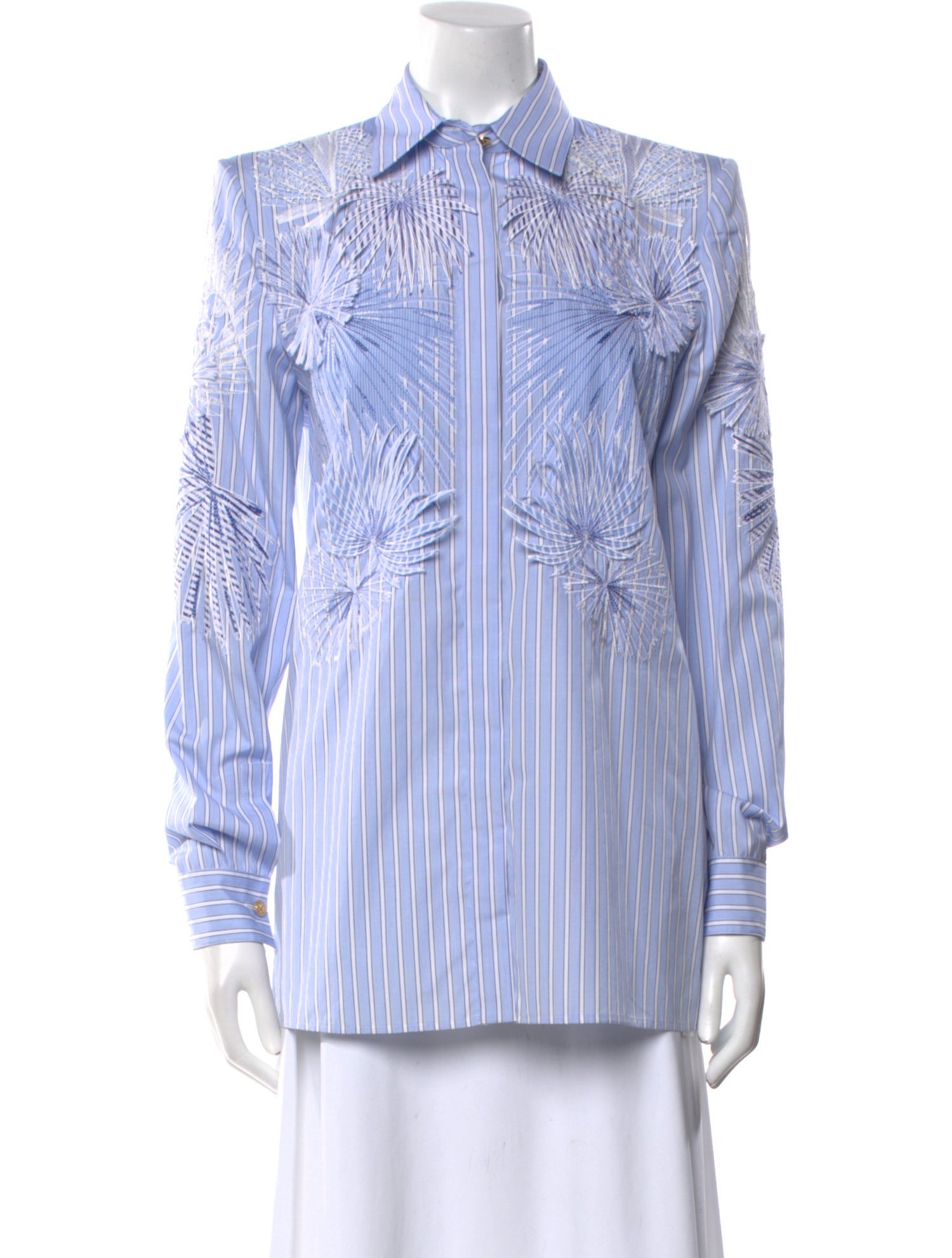 Versace Striped Long Sleeve Button-Up Top w/ Tags
