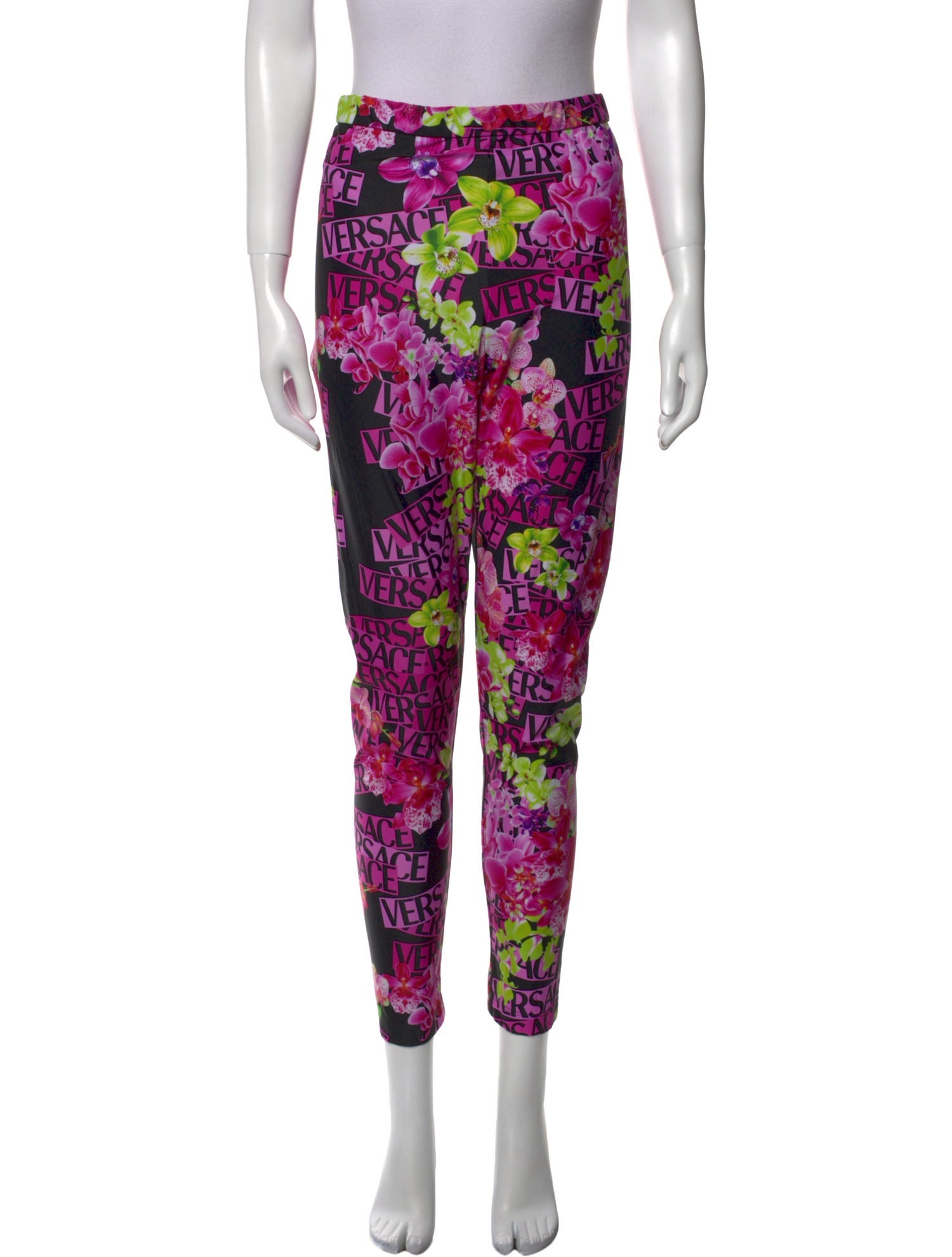 Versace Floral Print Skinny Leg Pants