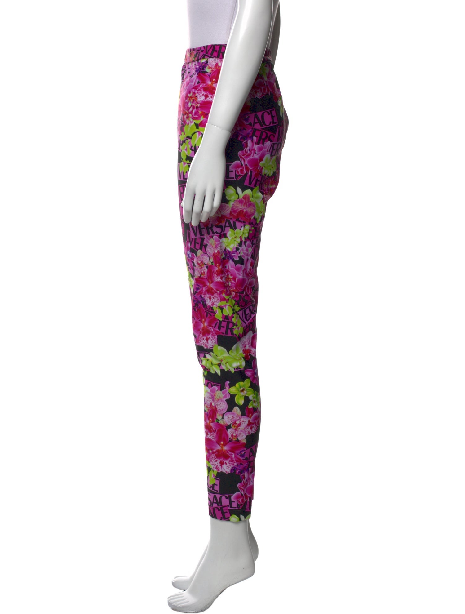 Versace Floral Print Skinny Leg Pants