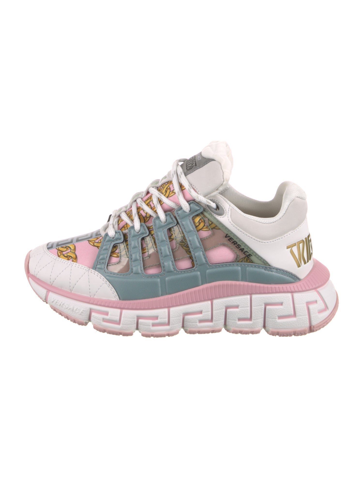 Versace Leather Colorblock Pattern Sneakers