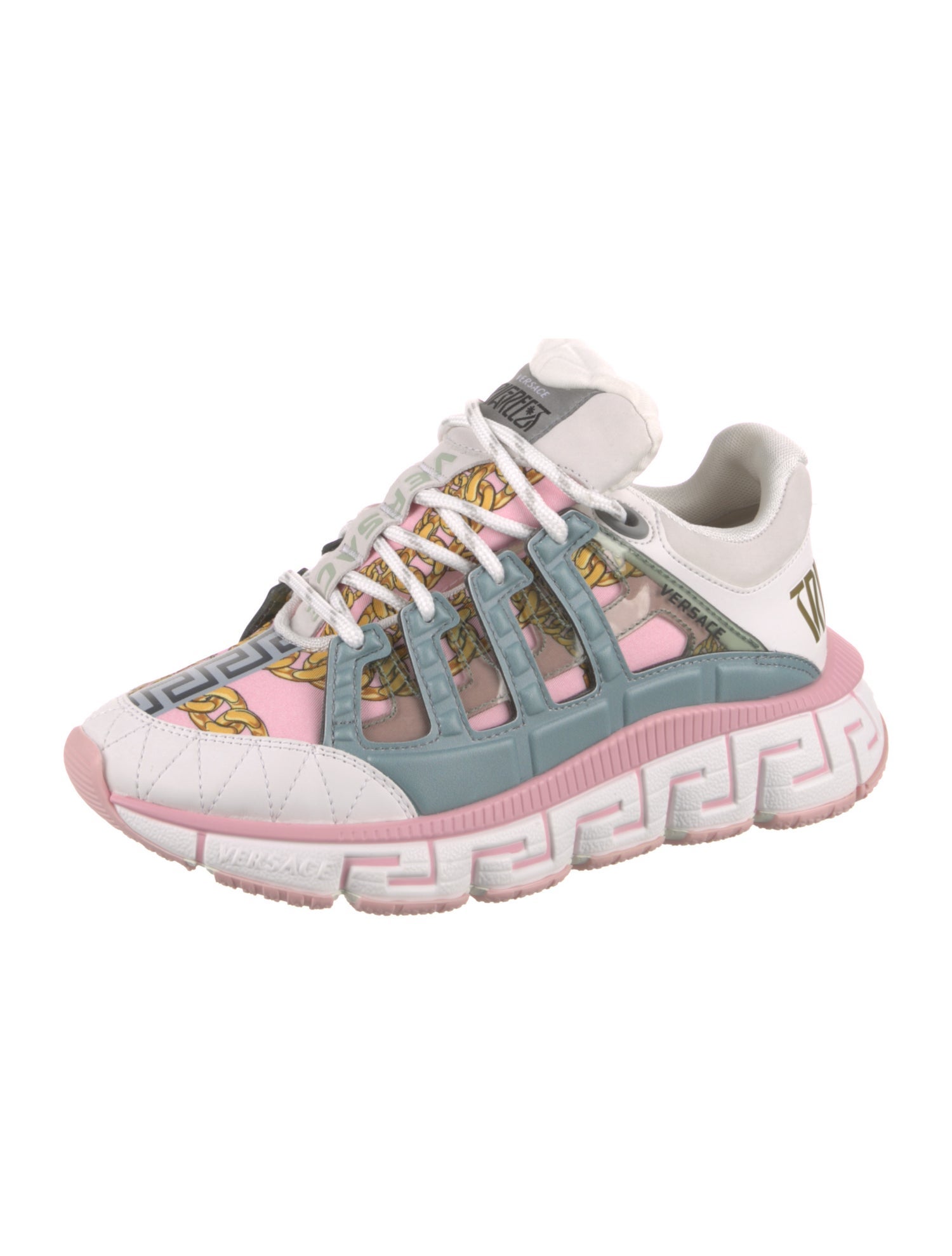 Versace Leather Colorblock Pattern Sneakers