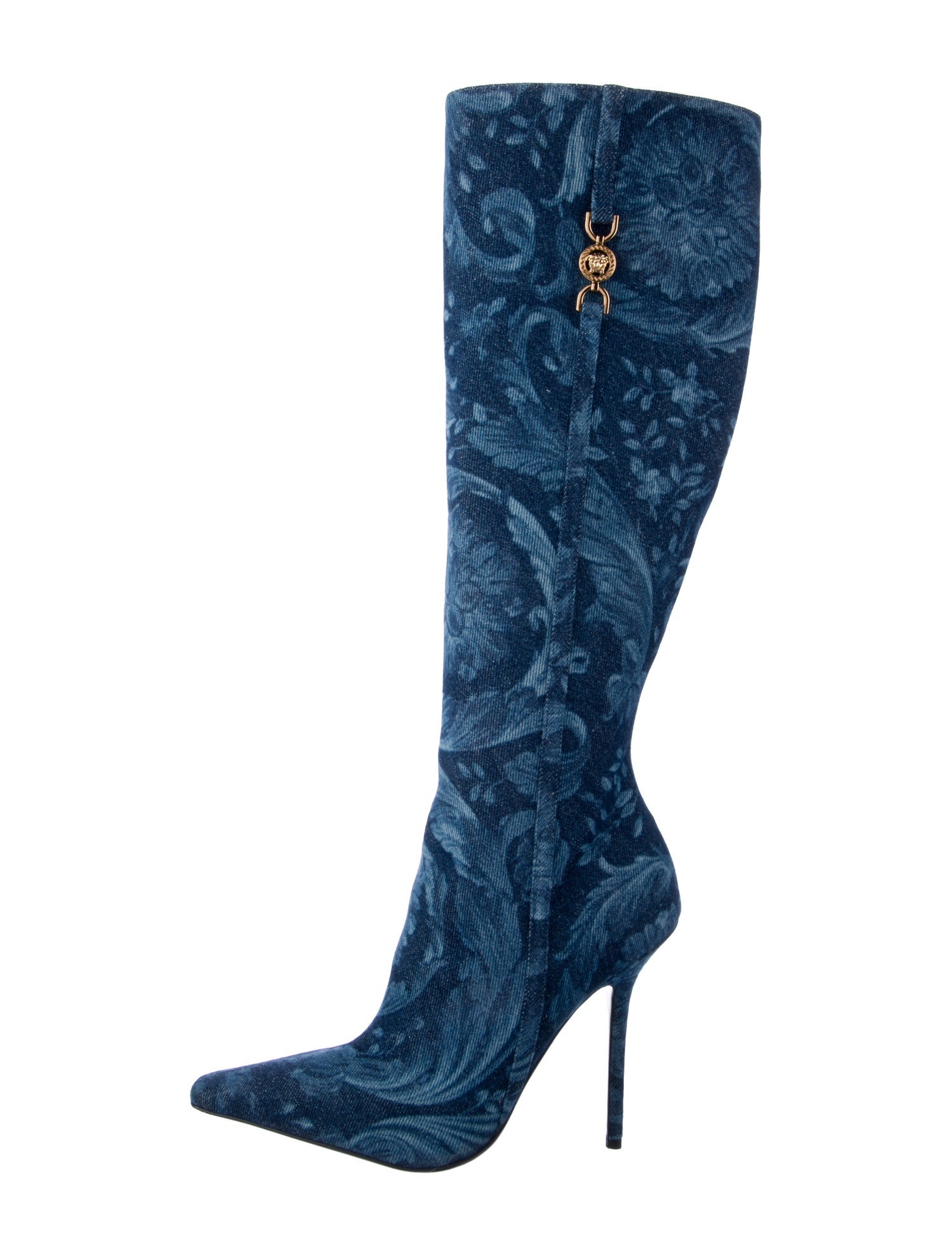 Versace Denim Tie-Dye Print Boots