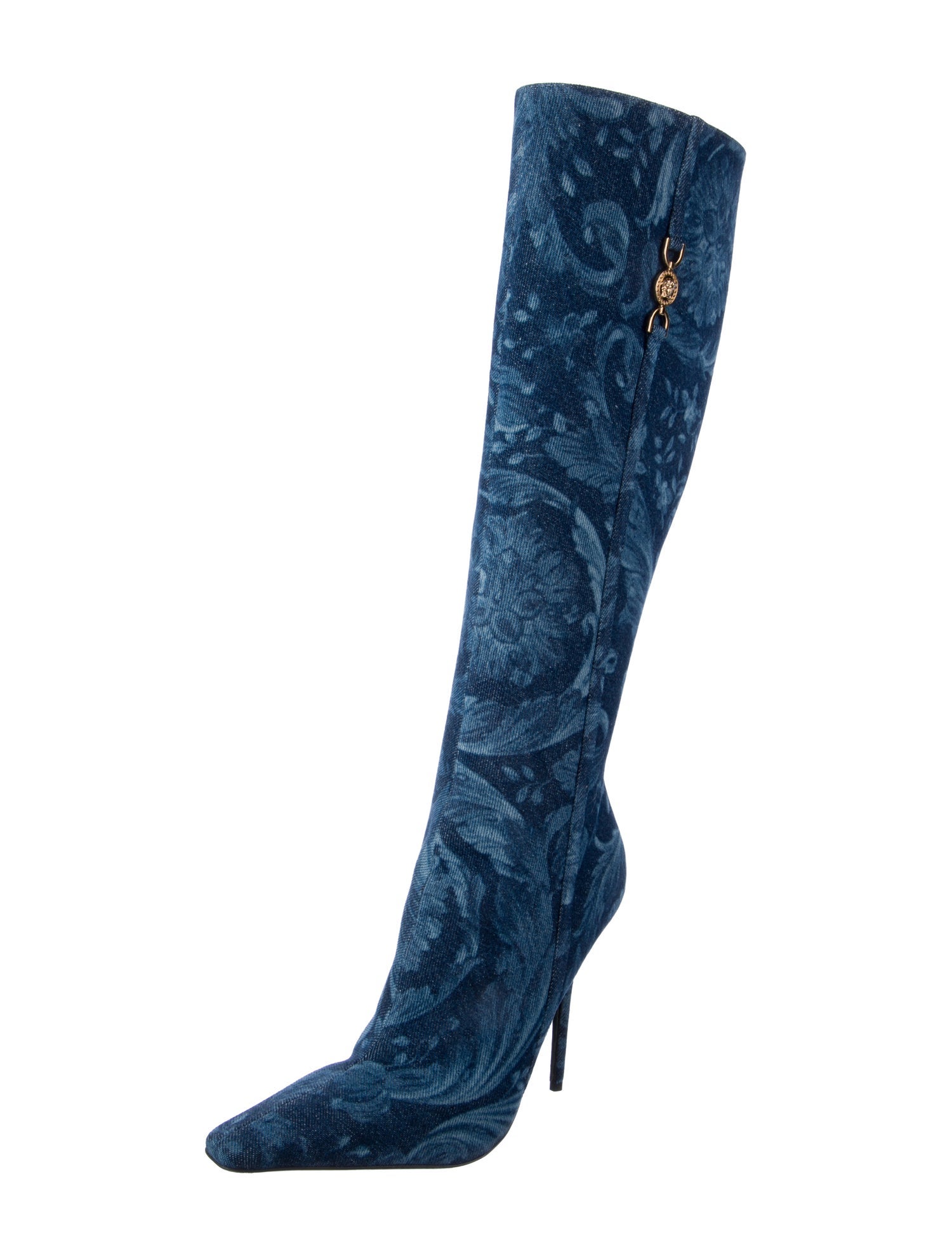 Versace Denim Tie-Dye Print Boots
