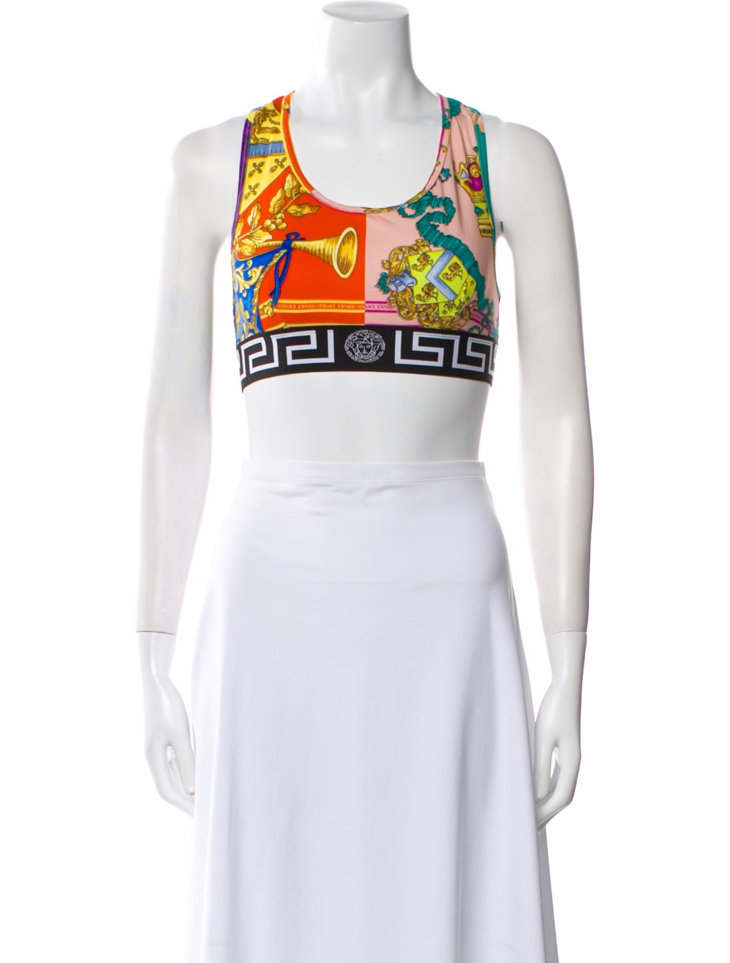 Versace Printed Scoop Neck Crop Top w/ Tags