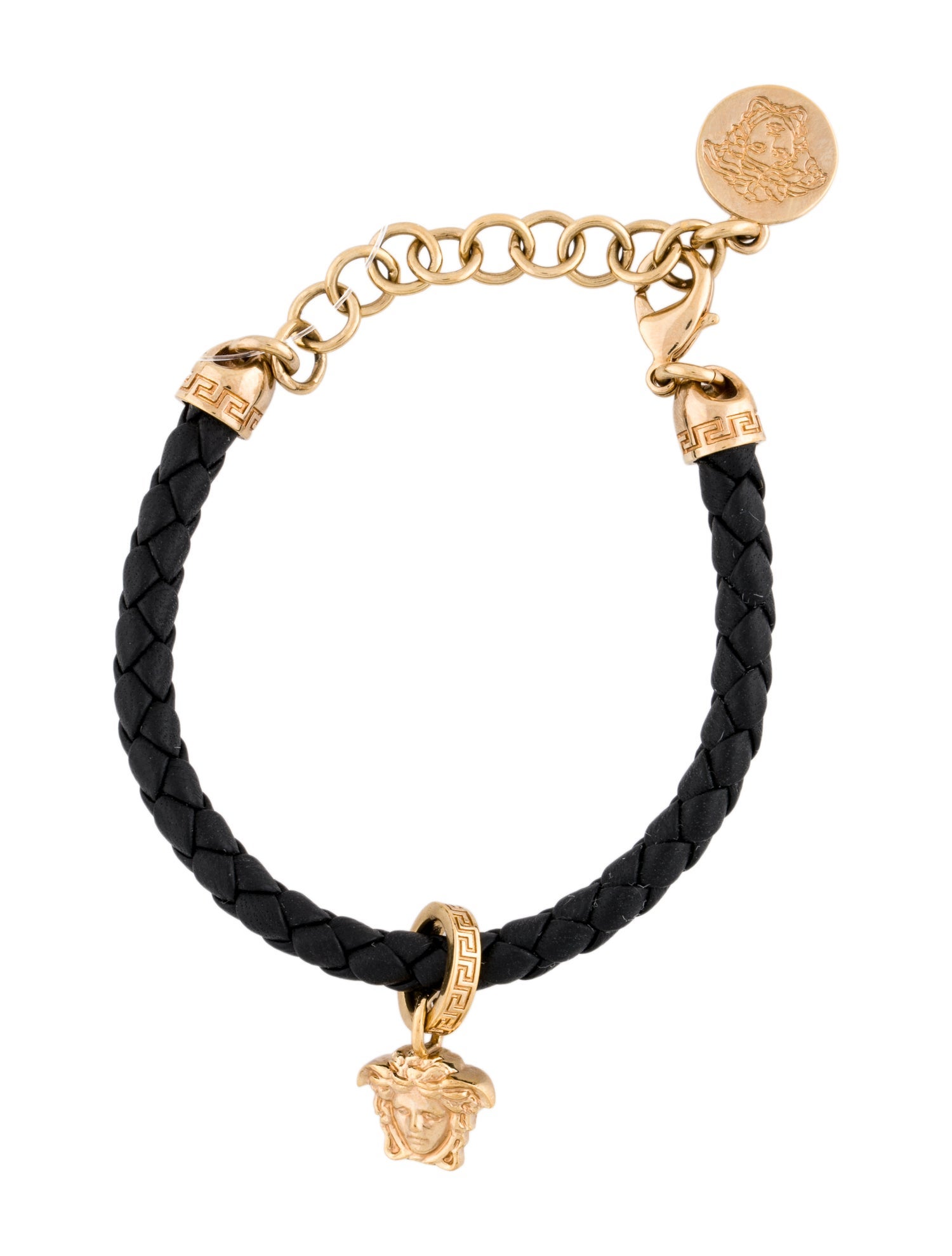 Versace Leather Medusa Braided Charm Bracelet