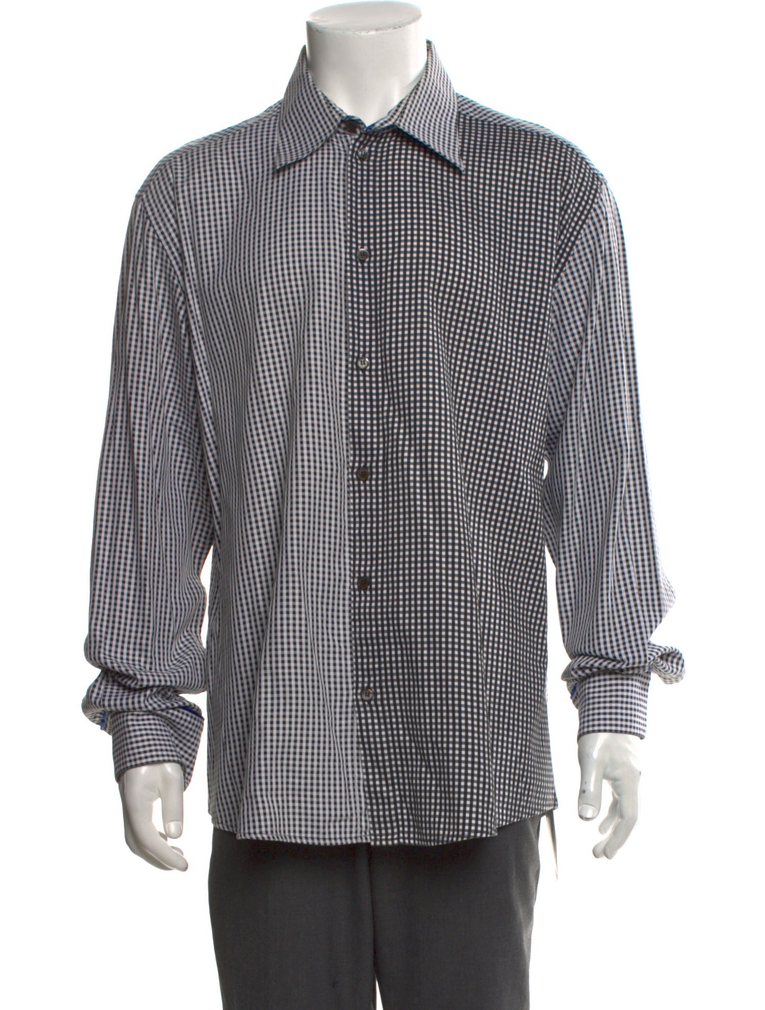 Versace Plaid Print Long Sleeve Shirt