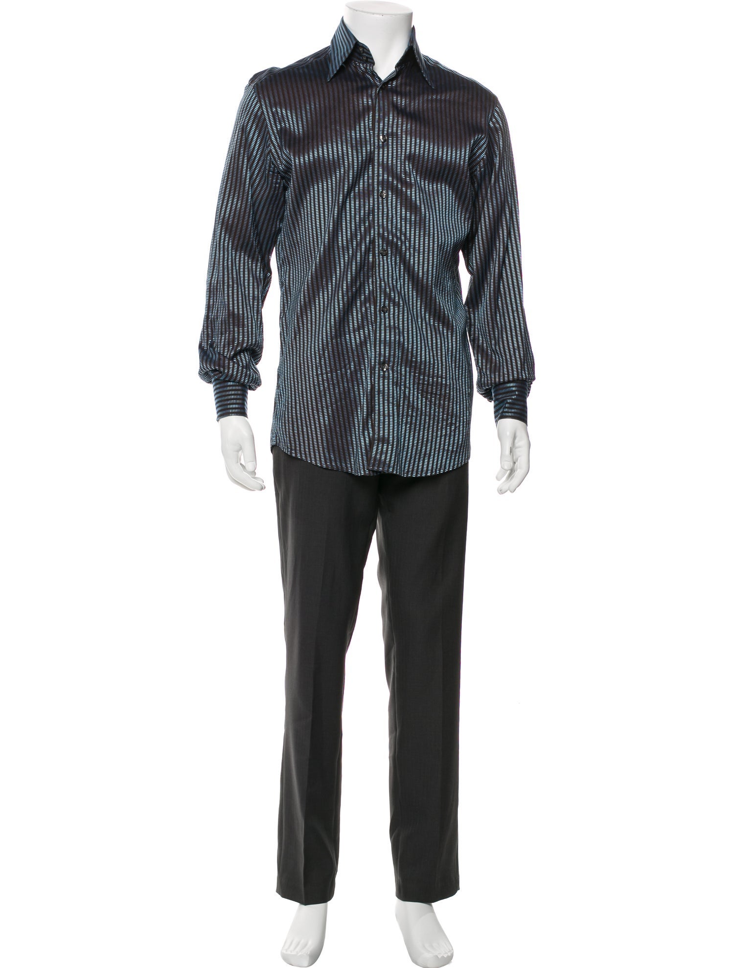 Versace Striped Long Sleeve Dress Shirt