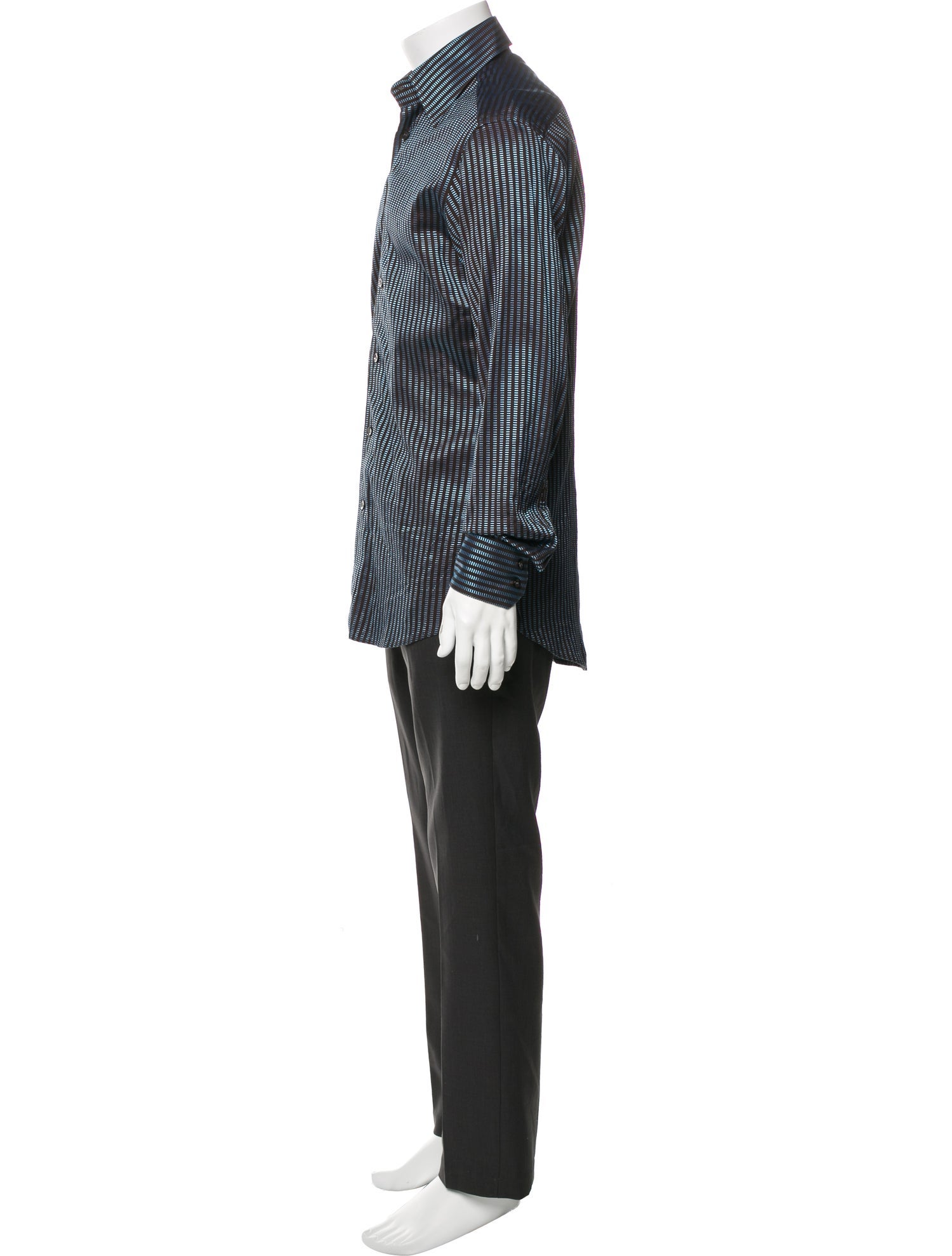 Versace Striped Long Sleeve Dress Shirt