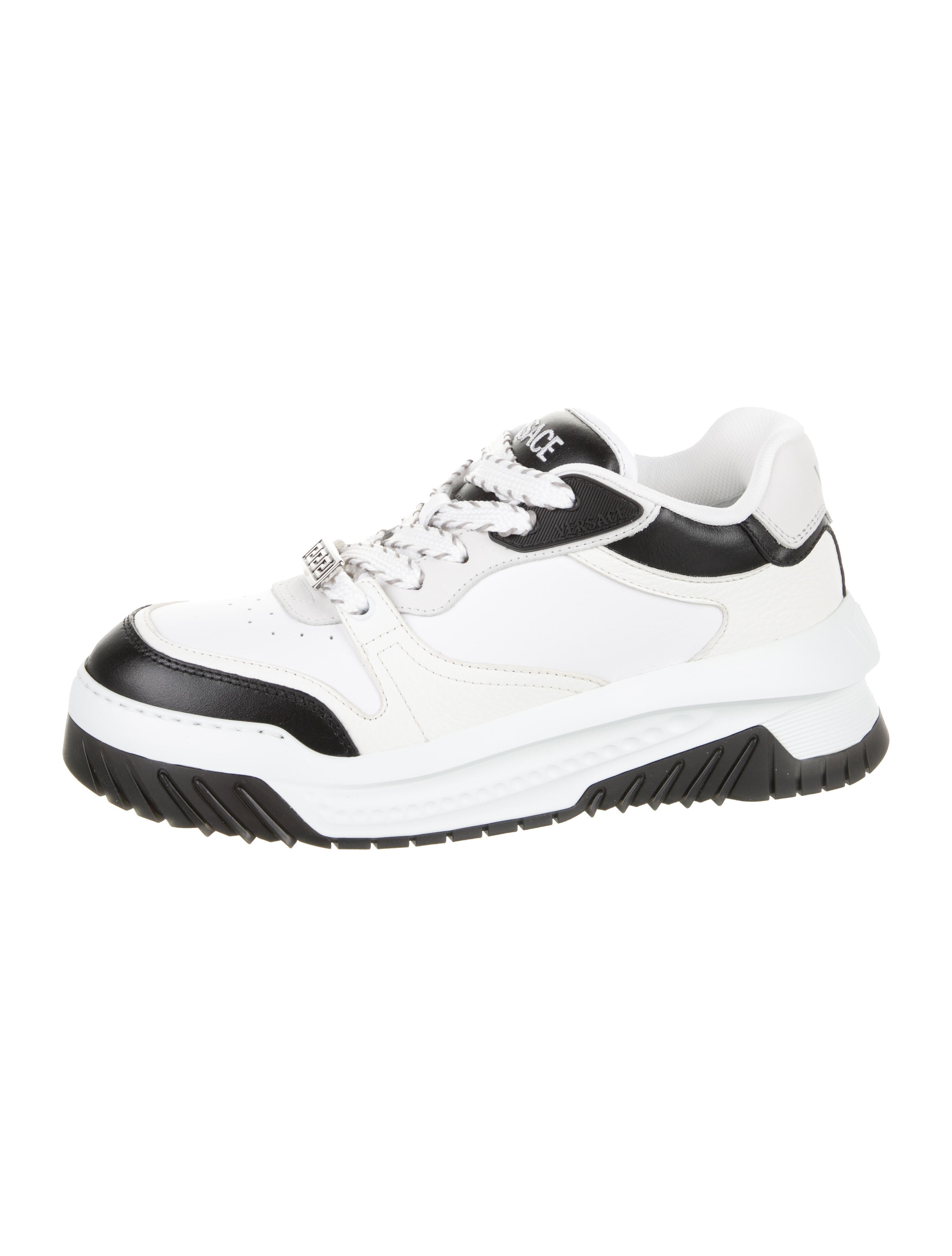 Versace Leather Colorblock Pattern Sneakers