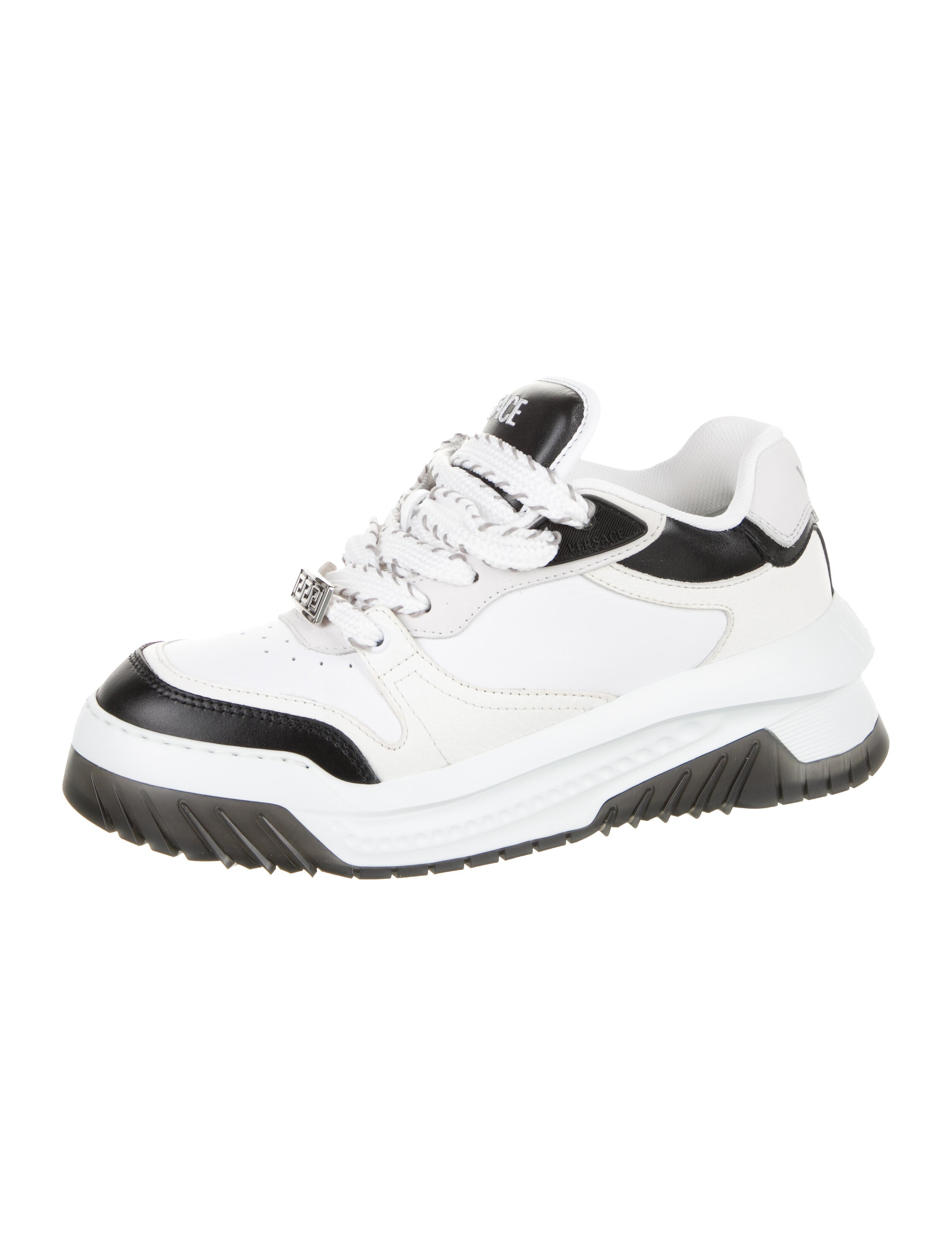 Versace Leather Colorblock Pattern Sneakers