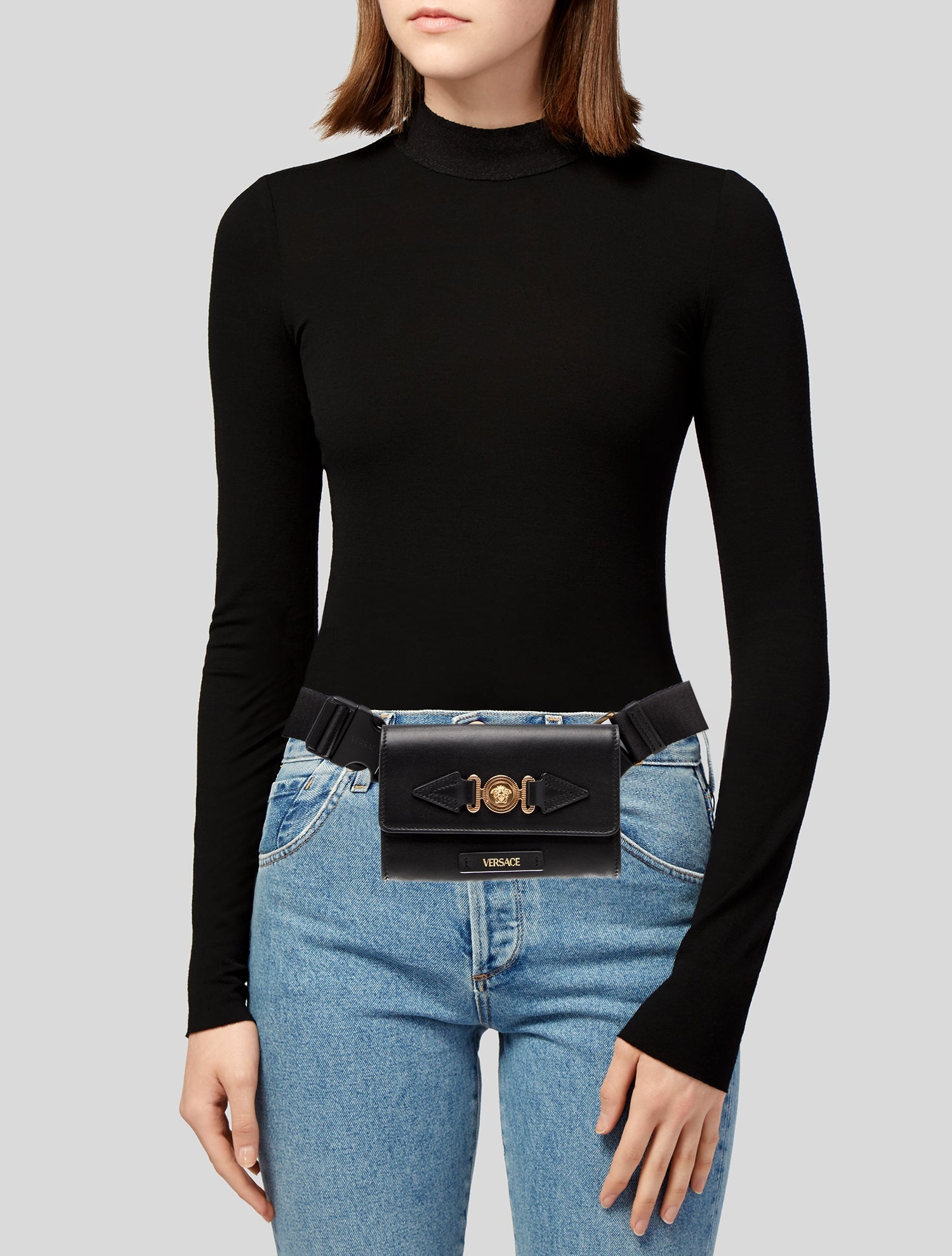 Versace Leather Belt Bag - Black Waist Bags, Handbags - VES208288