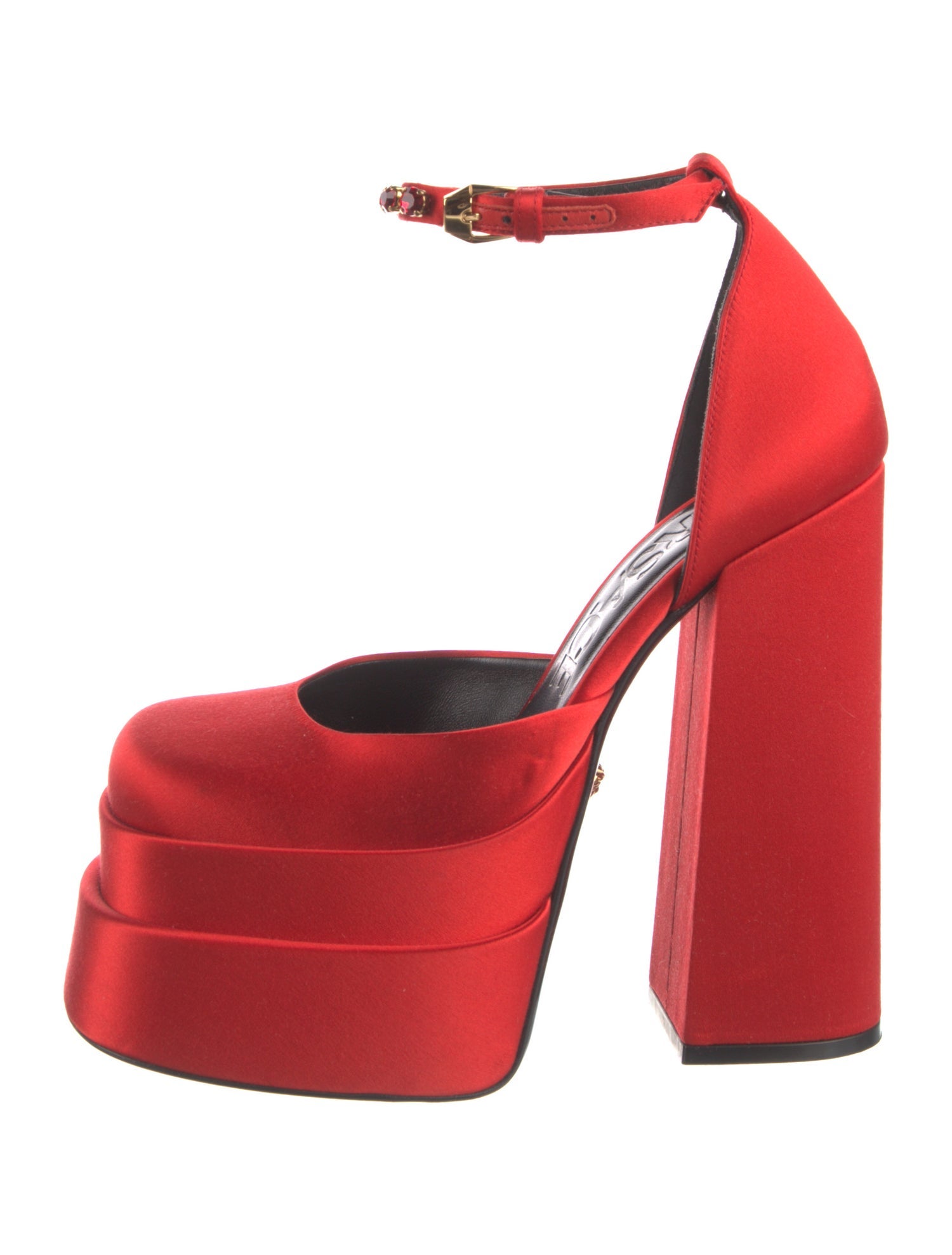 Versace Medusa Insignia Satin D'Orsay Pumps