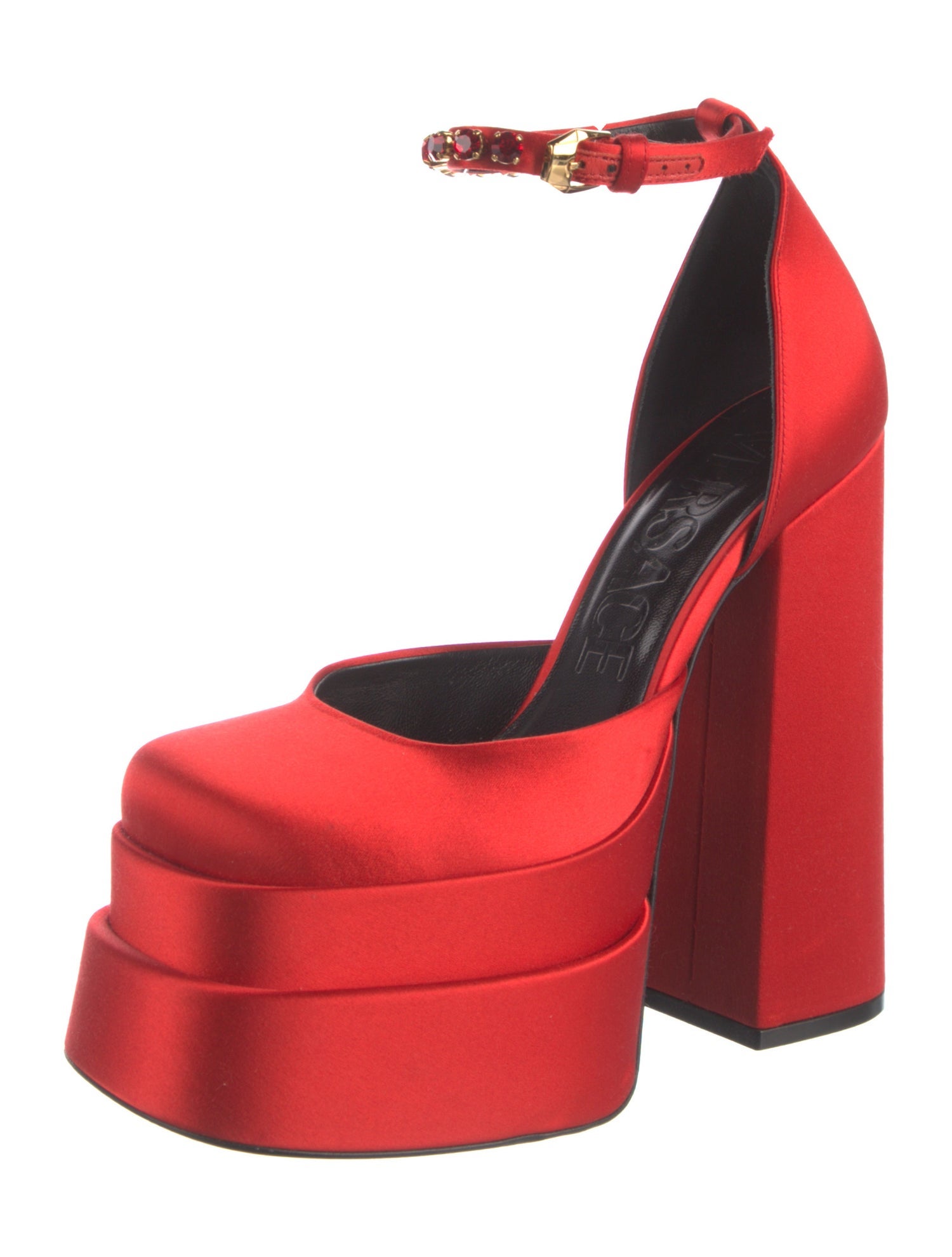 Versace Medusa Insignia Satin D'Orsay Pumps