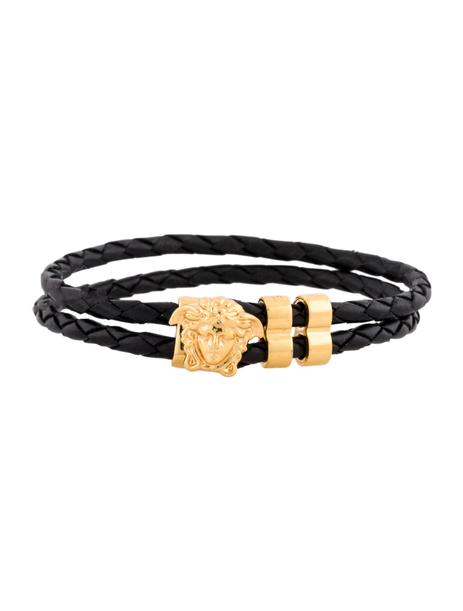 Versace Leather La Medusa Wrap Bracelet