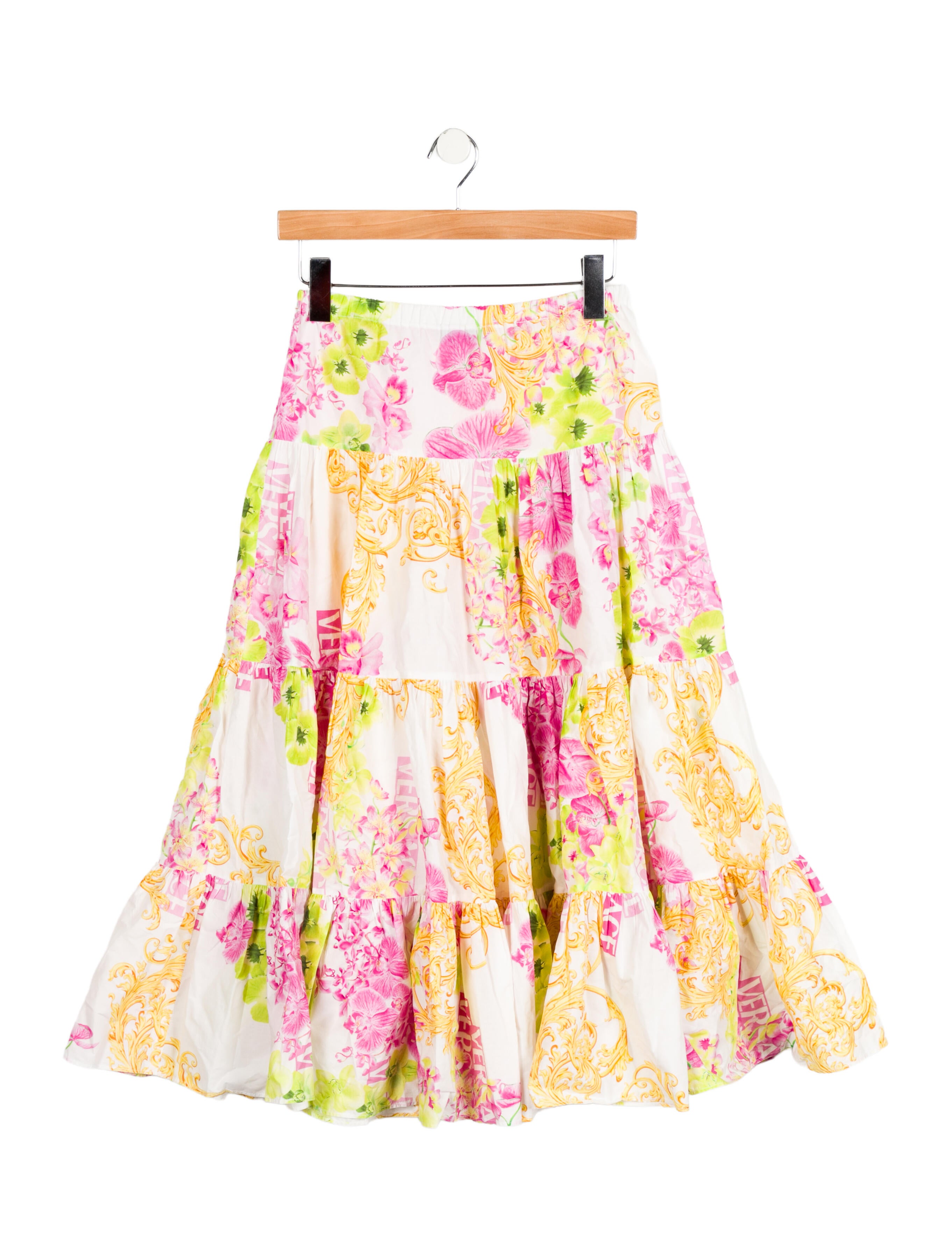 Versace Cotton Floral Print Skirt