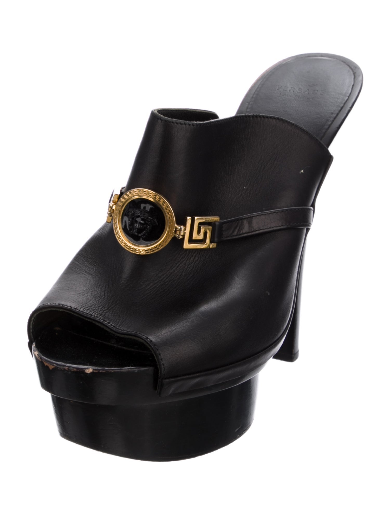 Versace Medusa Insignia Leather Slides