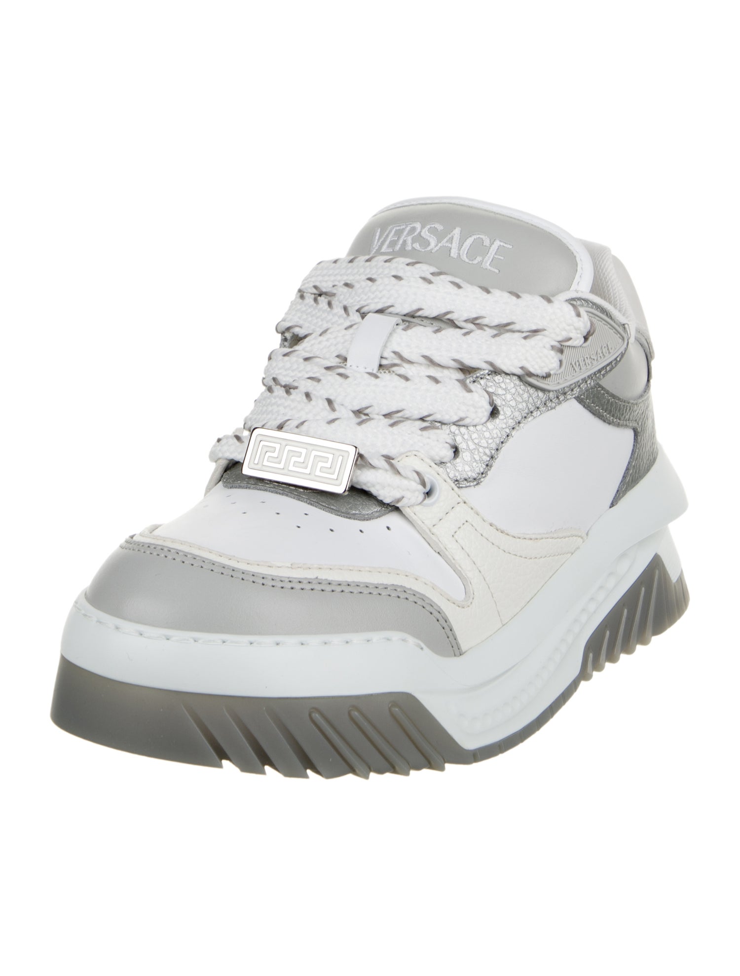 Versace Leather Colorblock Pattern Athletic Sneakers