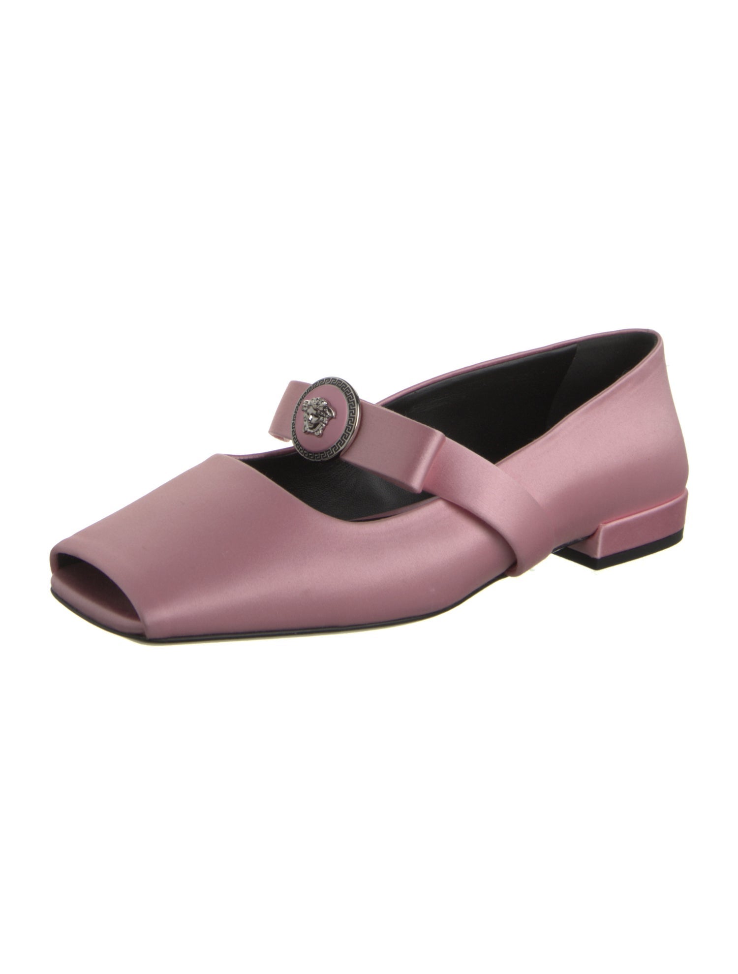 Versace Satin Bow Accents Mary Jane Flats