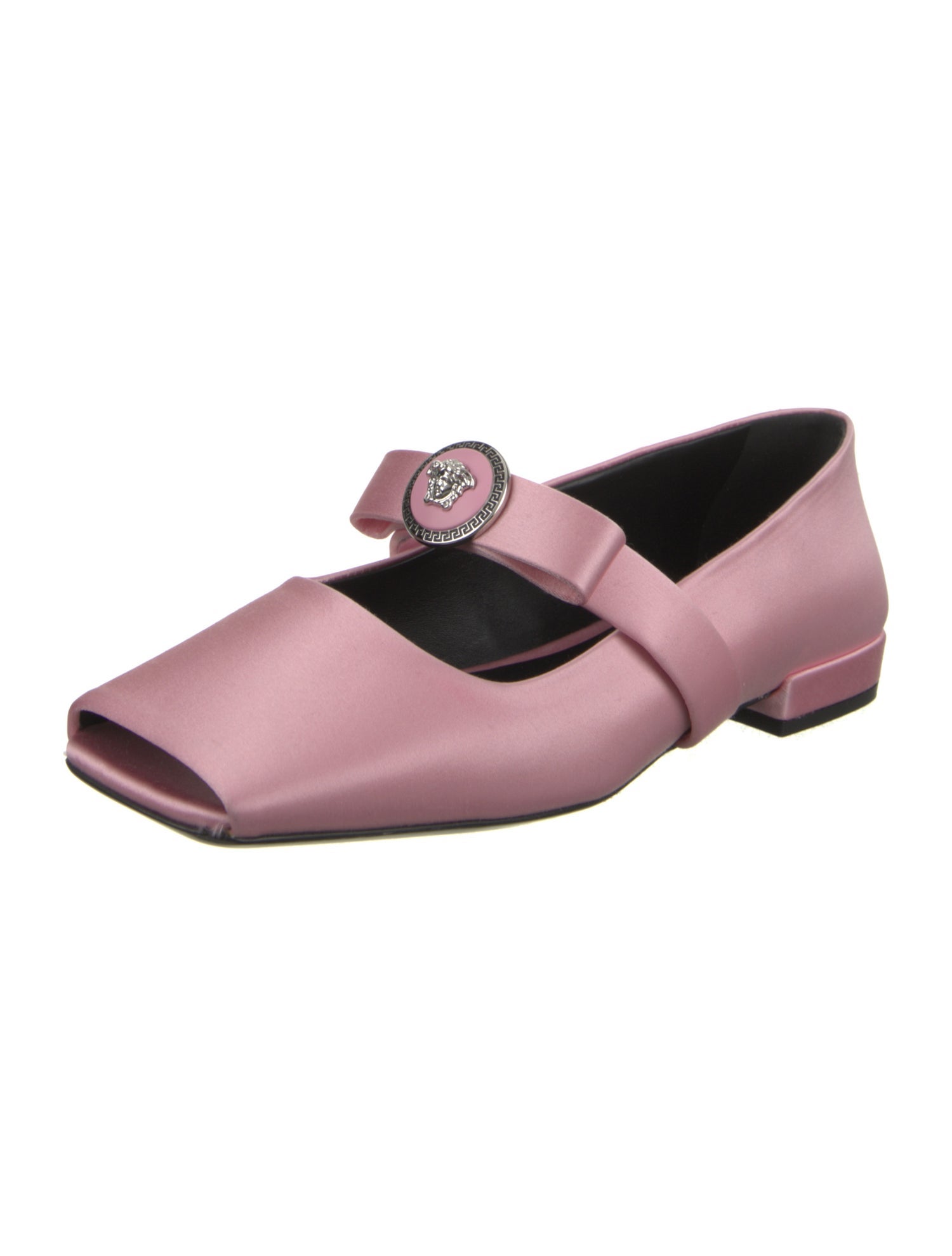 Versace Satin Bow Accents Mary Jane Flats