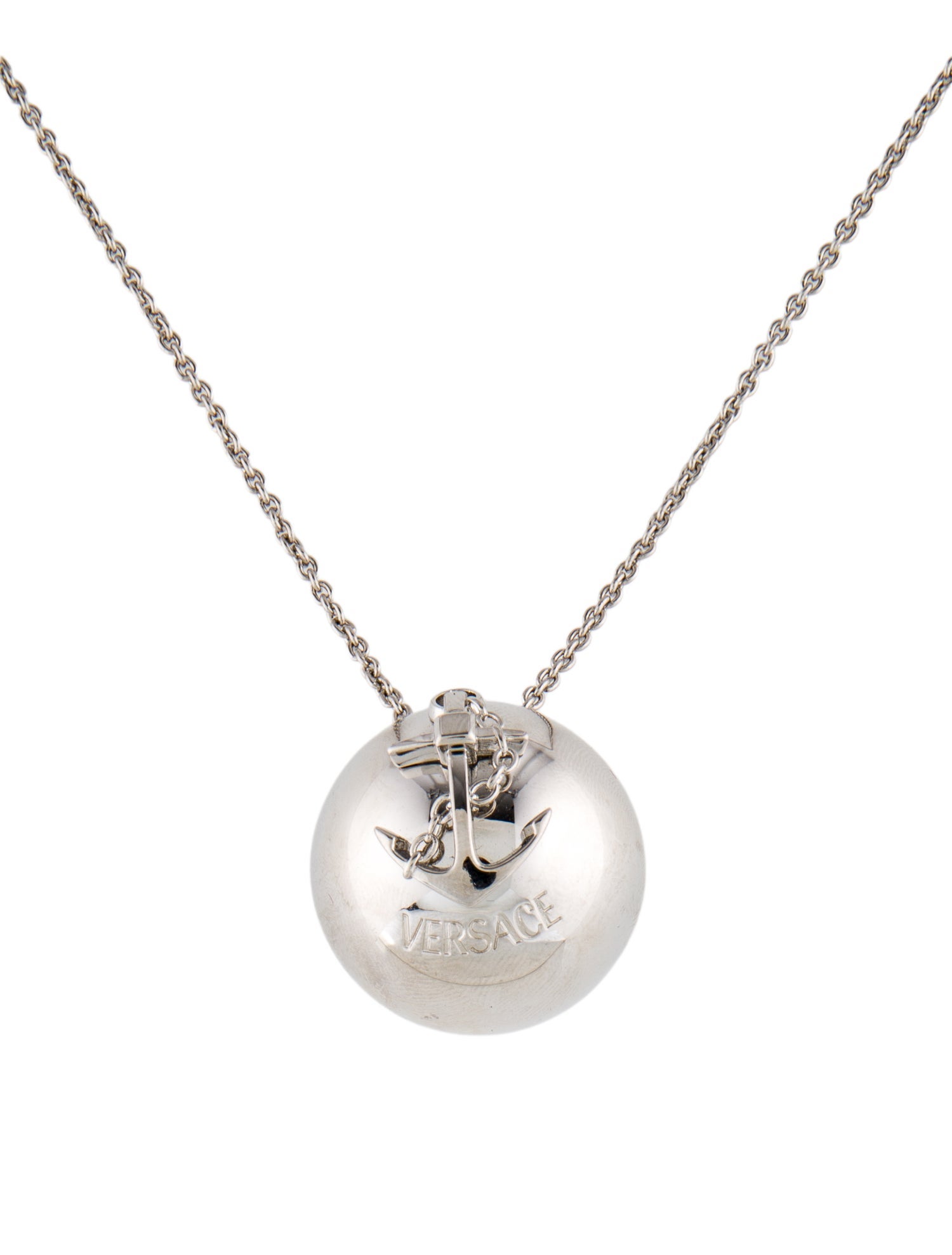 Versace Silver Anchor Pendant Necklace