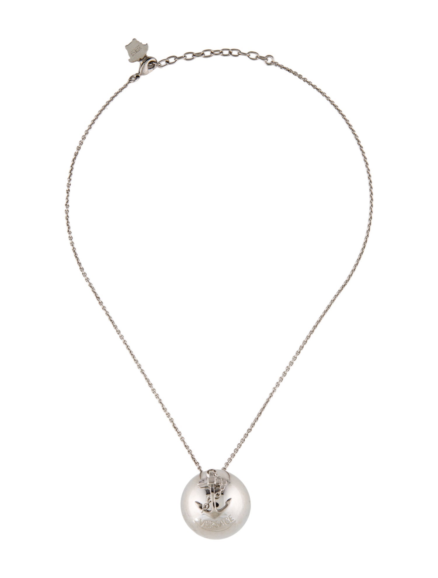 Versace Silver Anchor Pendant Necklace