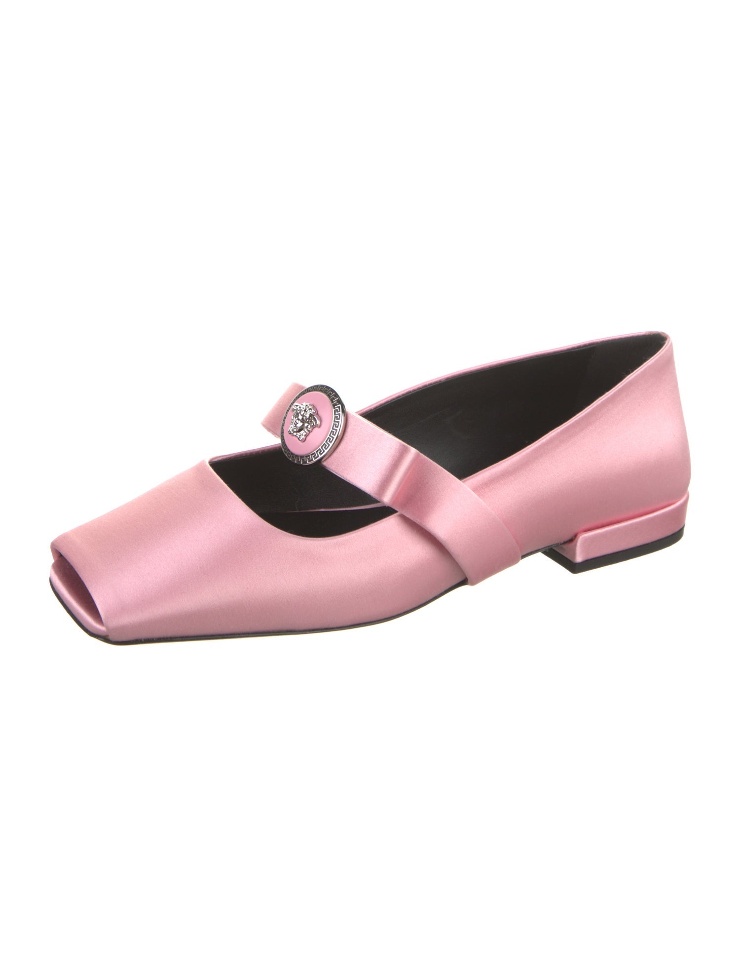 Versace Satin Bow Accents Mary Jane Flats