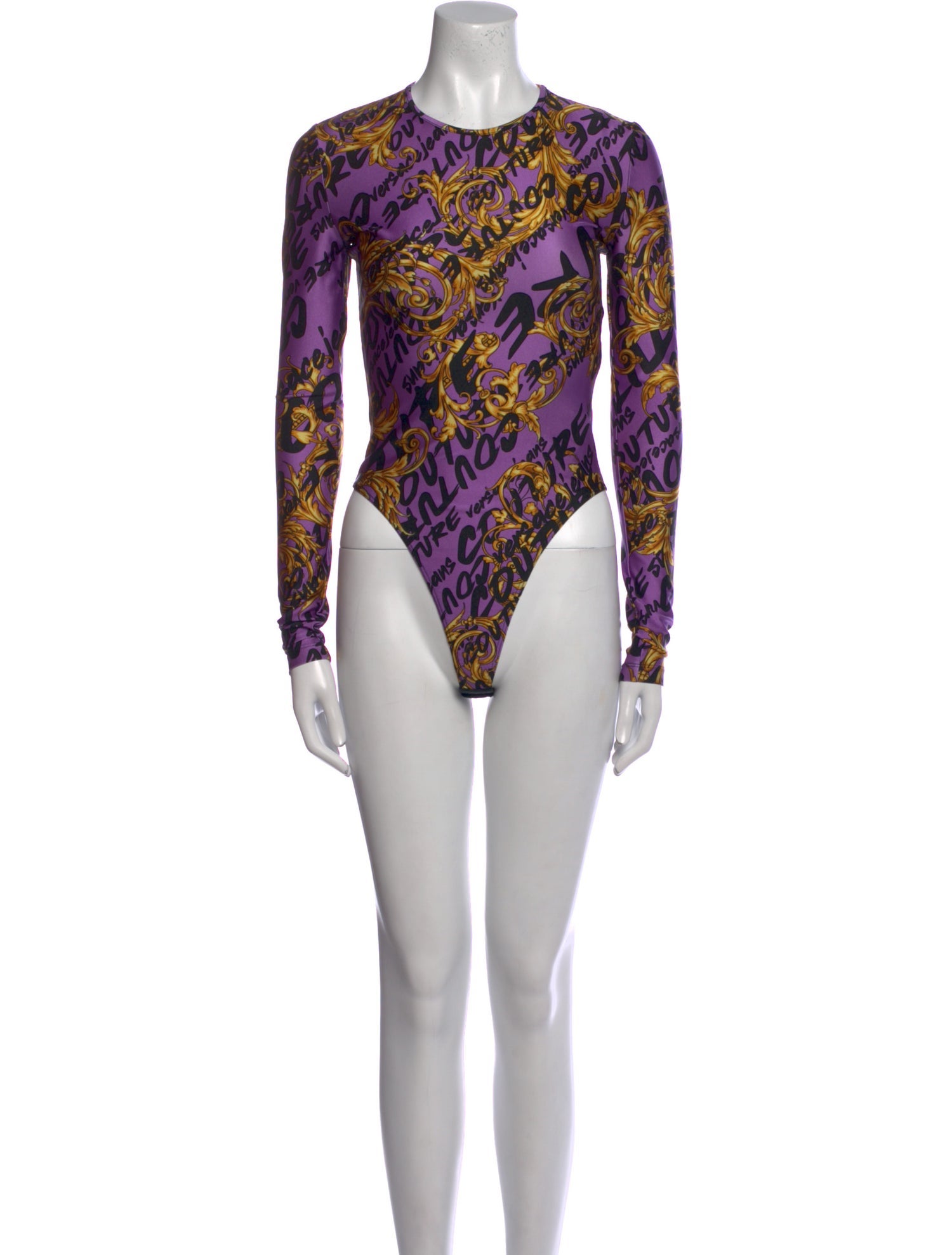 Versace Floral Print Crew Neck Bodysuit