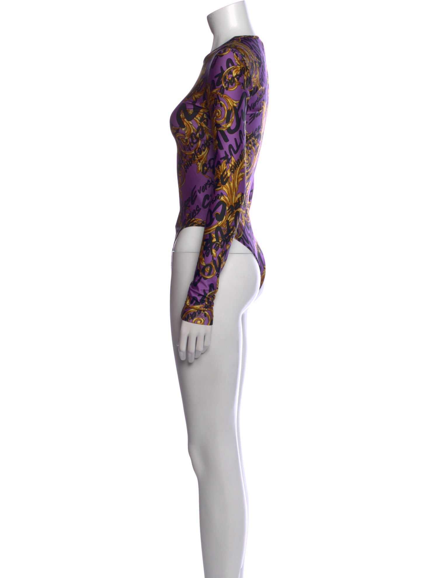 Versace Floral Print Crew Neck Bodysuit