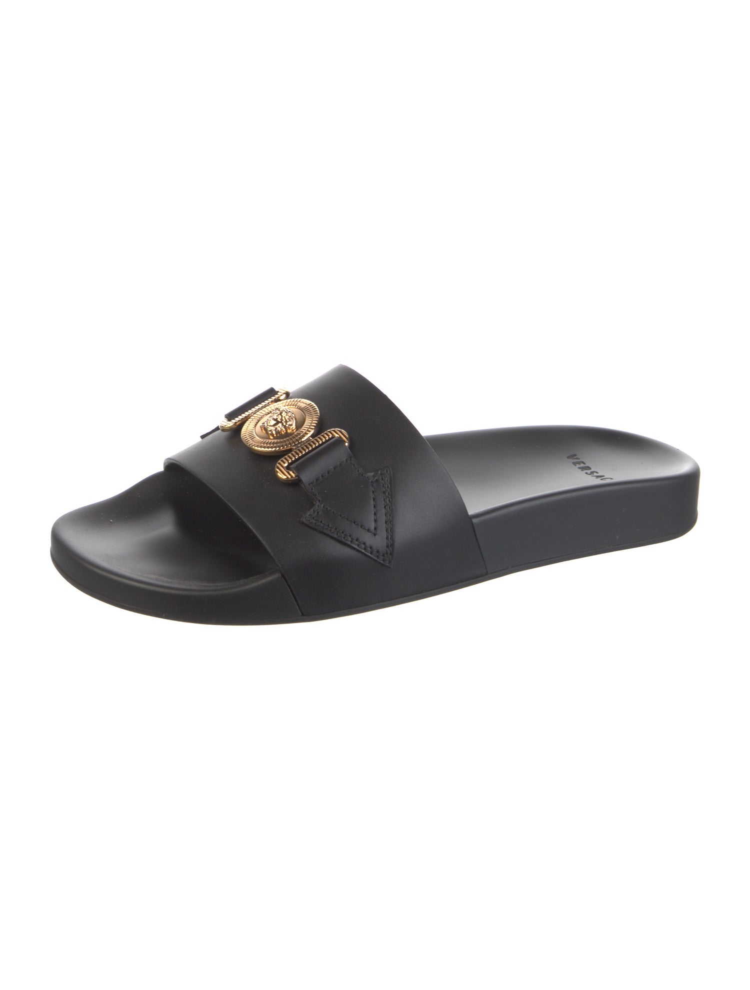 Versace Medusa Insignia Leather Slides