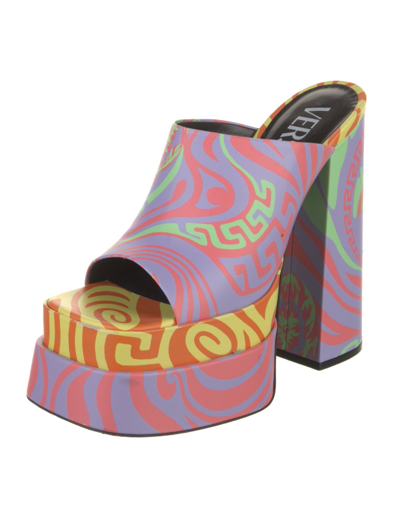 Versace Leather Printed Slides