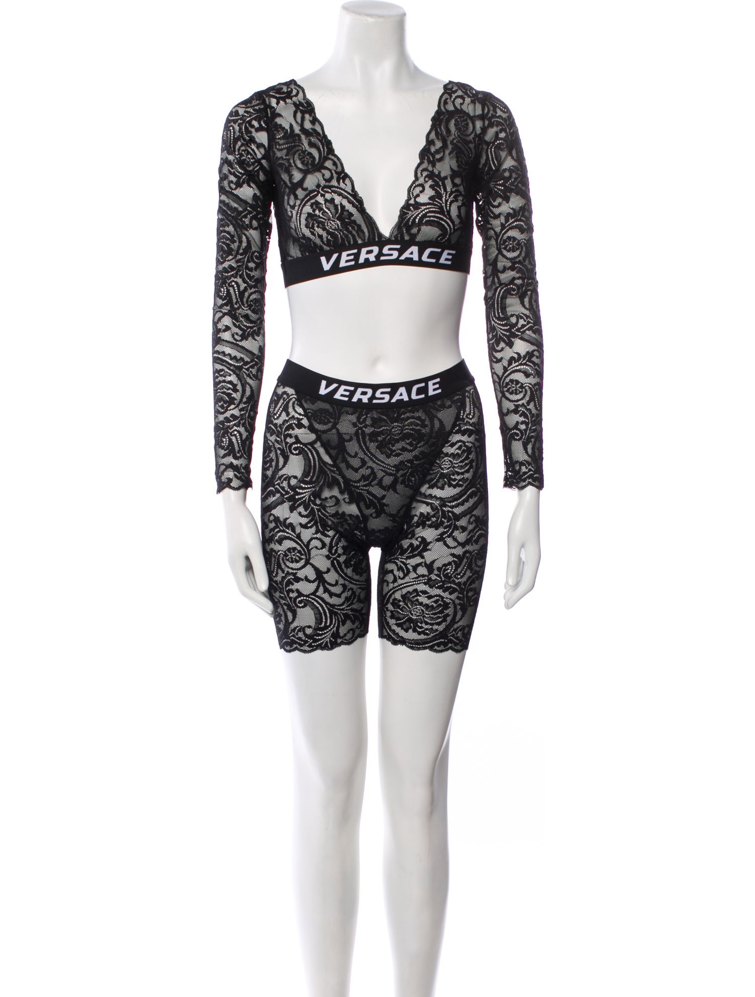 Versace Lace Pattern Lace Trim Embellishment Lounge Set w/ Tags