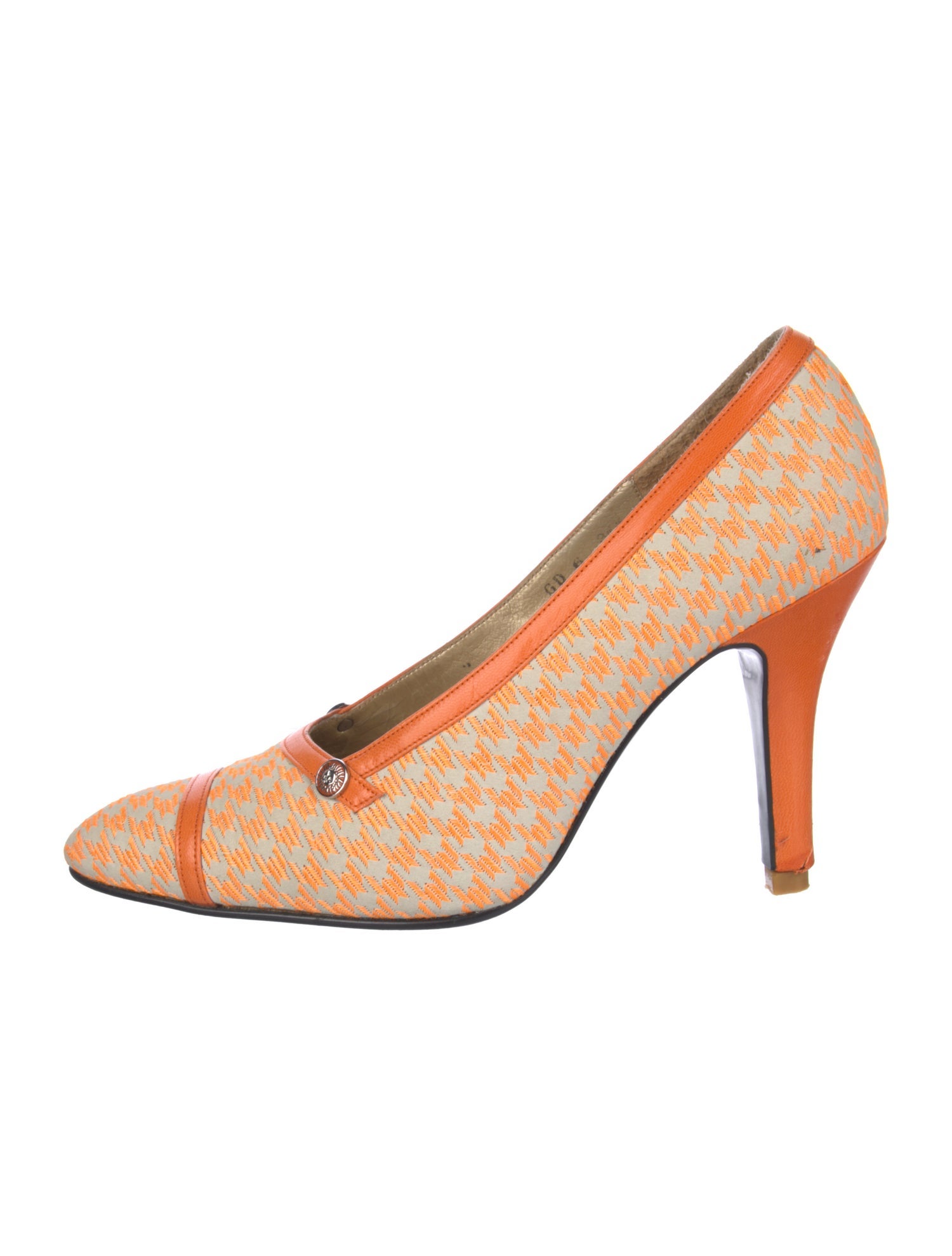 Versace Leather Houndstooth Print Pumps