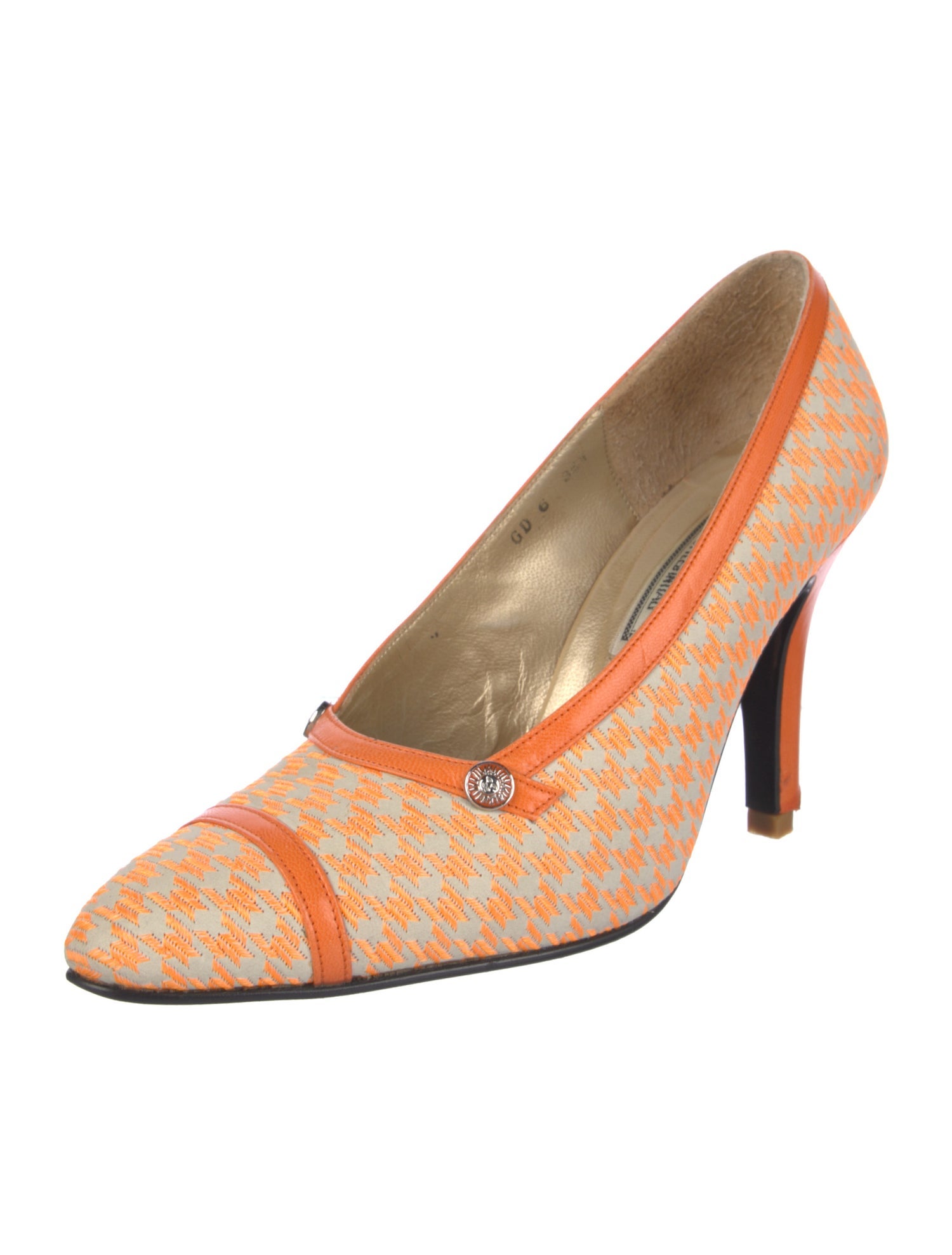 Versace Leather Houndstooth Print Pumps