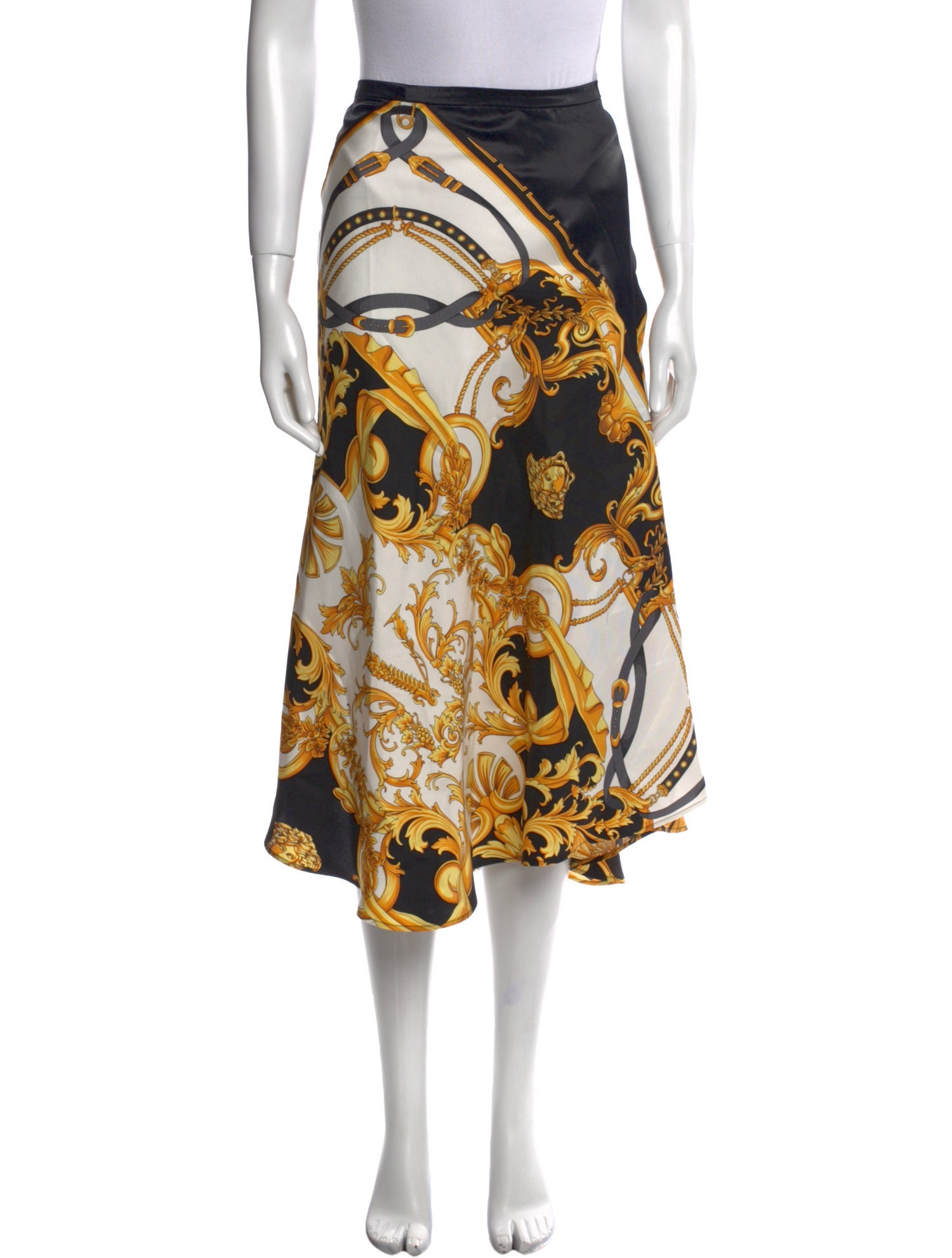 Versace Silk Midi Length Skirt