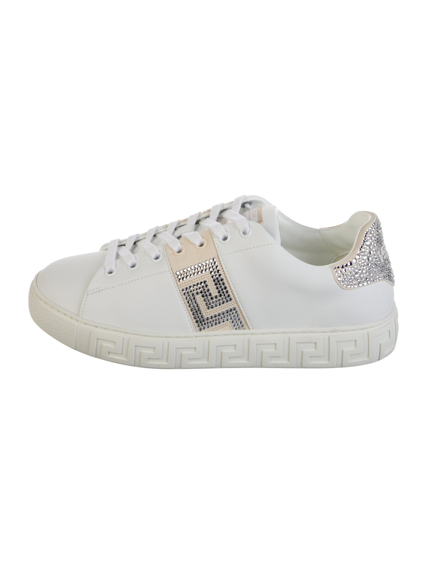 Versace Leather Crystal Embellishments Sneakers
