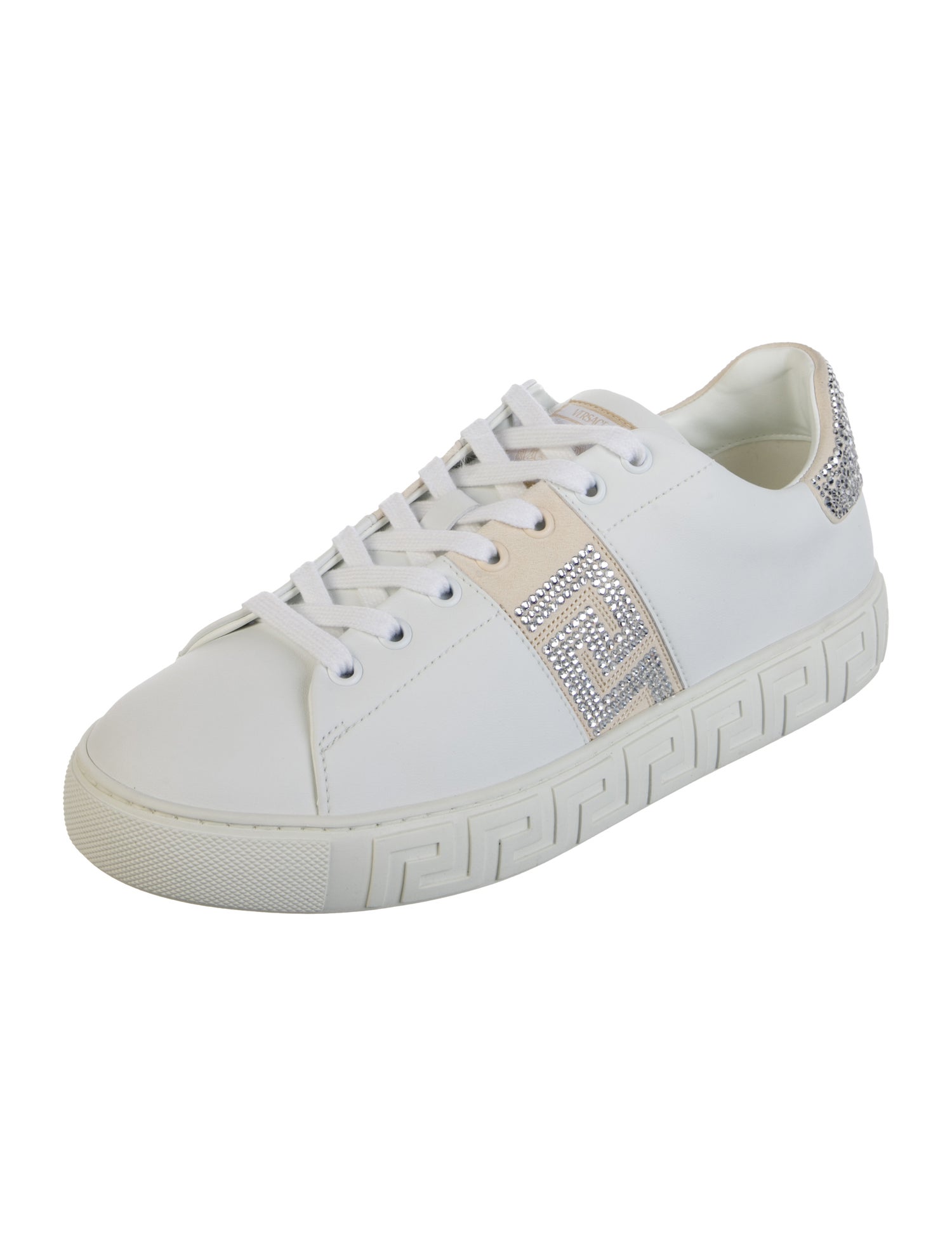 Versace Leather Crystal Embellishments Sneakers