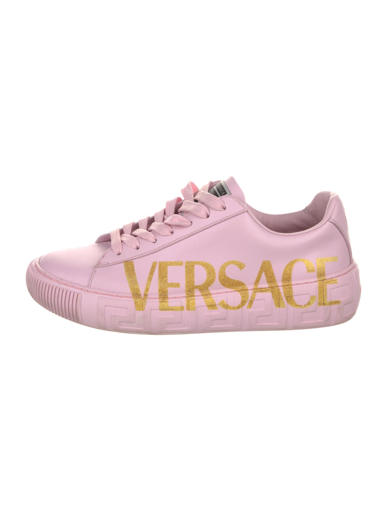 Versace Leather Glitter Accents Sneakers