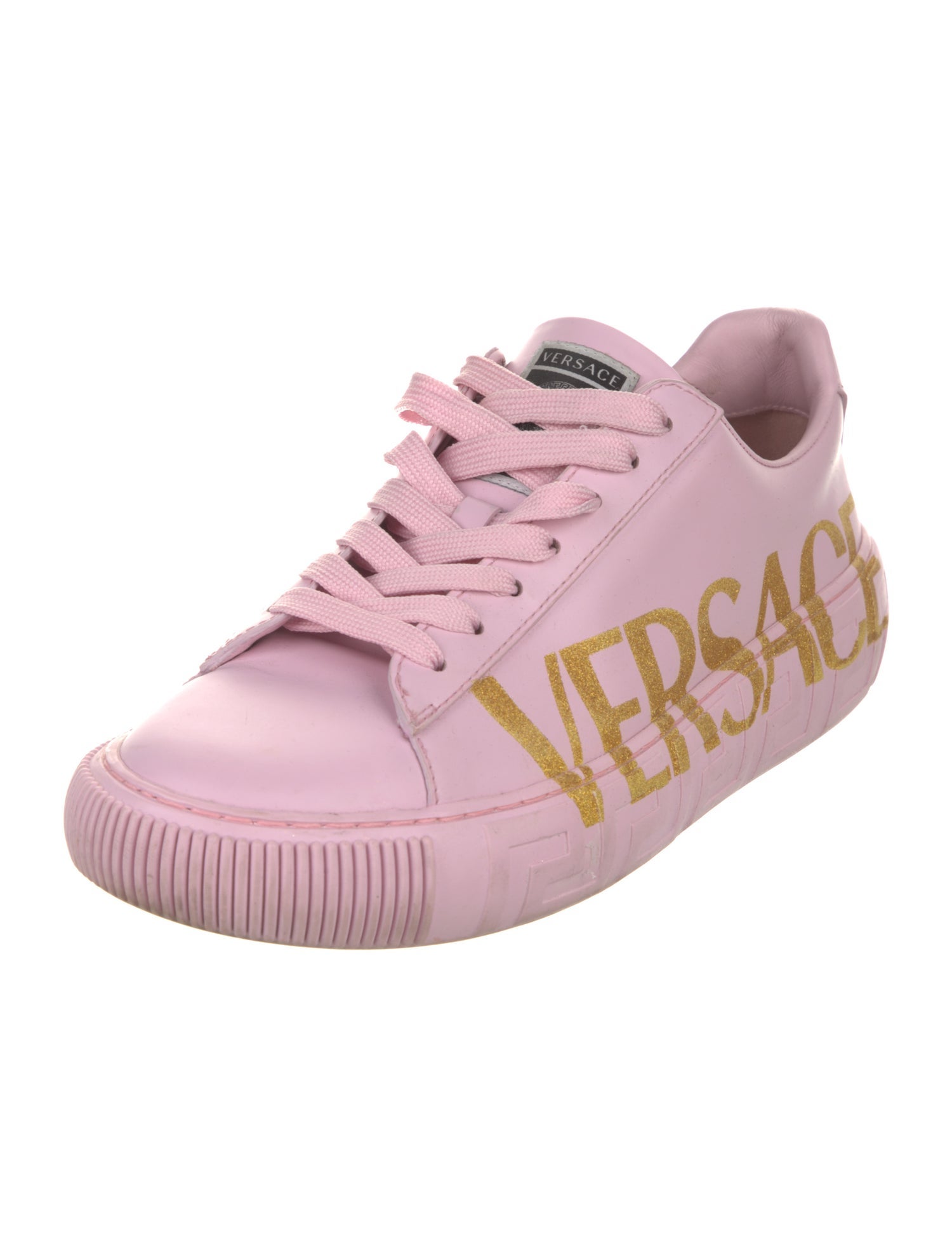 Versace Leather Glitter Accents Sneakers