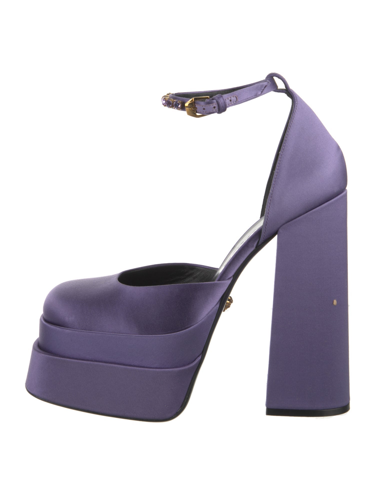 Versace Satin Crystal Embellishments D'Orsay Pumps