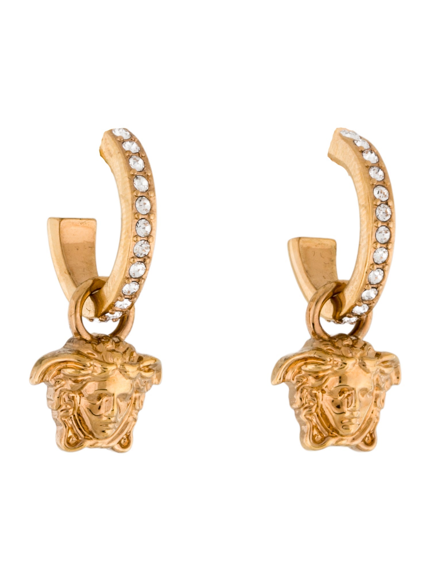 Versace Crystal La Medusa Drop Earrings