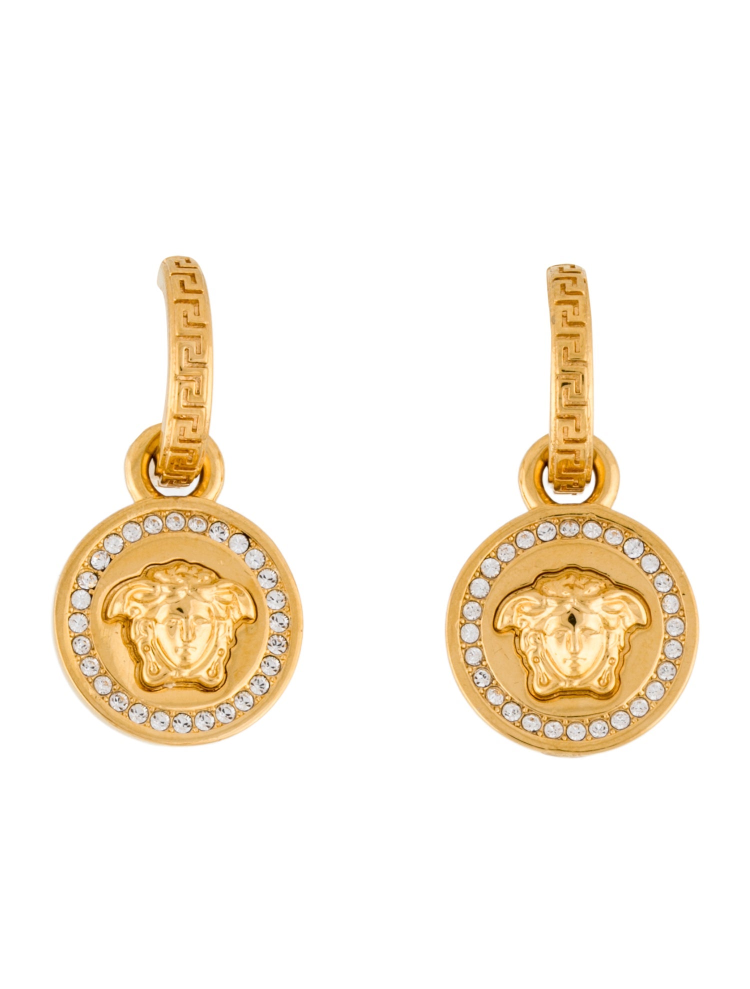 Versace Crystal La Medusa Drop Earrings