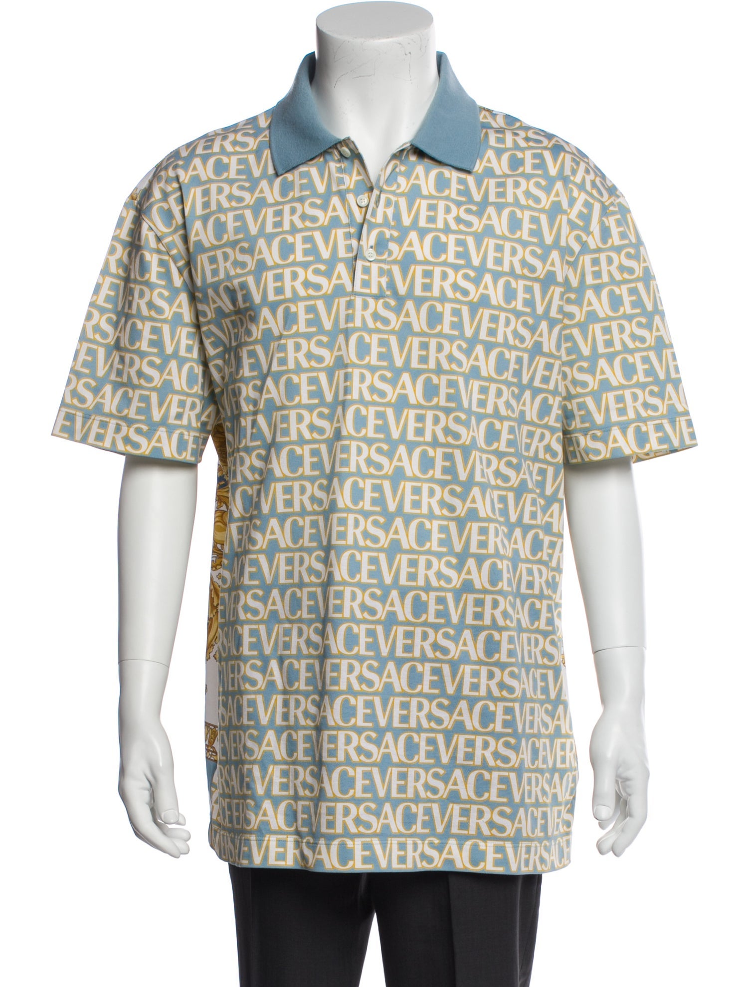 Versace Printed Collar Polo Shirt