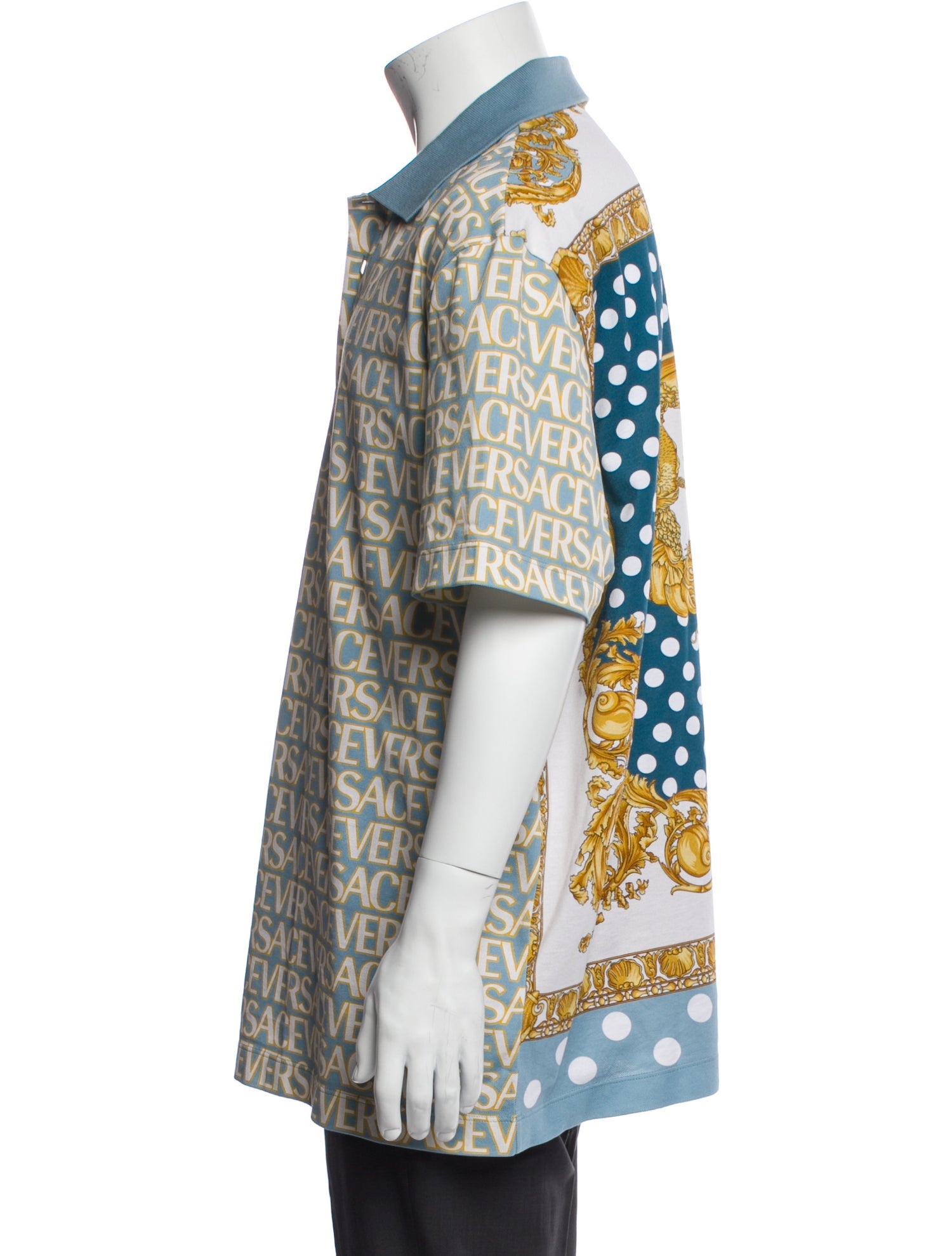 Versace Printed Collar Polo Shirt